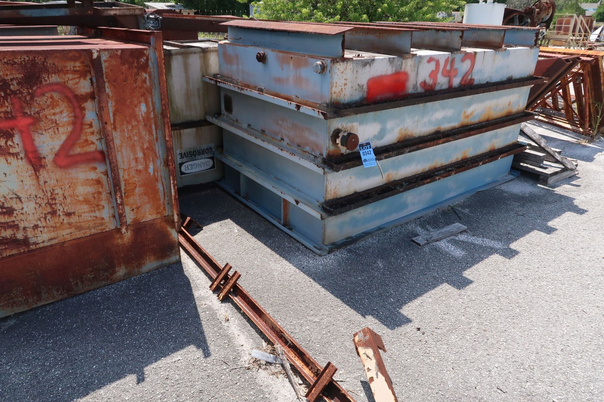 92" X 54" X 48" D FABRICATED STEEL TANKS (RED PAINT) - Image 3 of 3