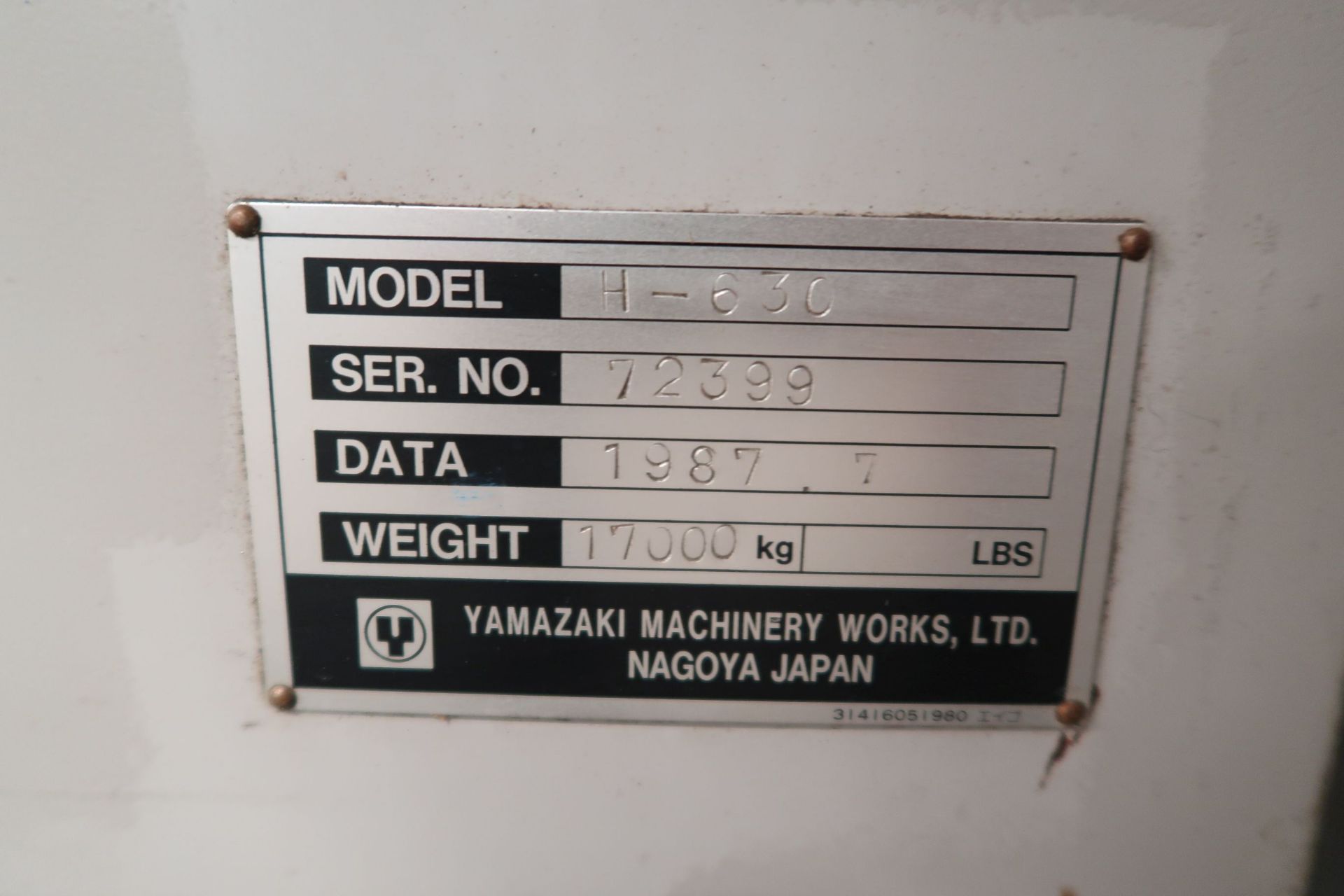MAZAK MAZATECH H-630 TWO-PALLET CNC HORIZONTAL MACHINING CENTER; S/N 72399 (1987), MAZATROL CAM M2 - Image 9 of 13