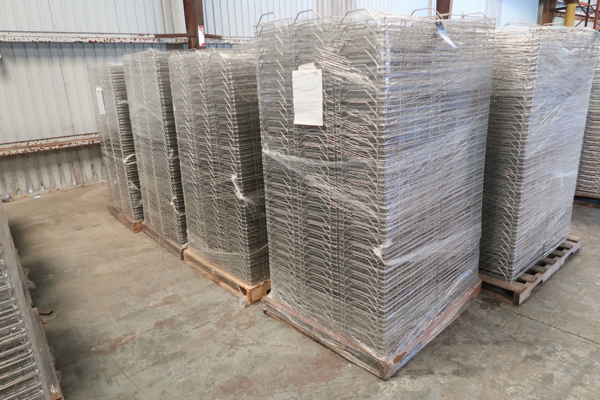 (LOT) (4) SKIDS, 12" X 22" X 2" D STAINLESS WIRE PART TRAYS, APPROX. (170) PER SKID, APPROX. (680)