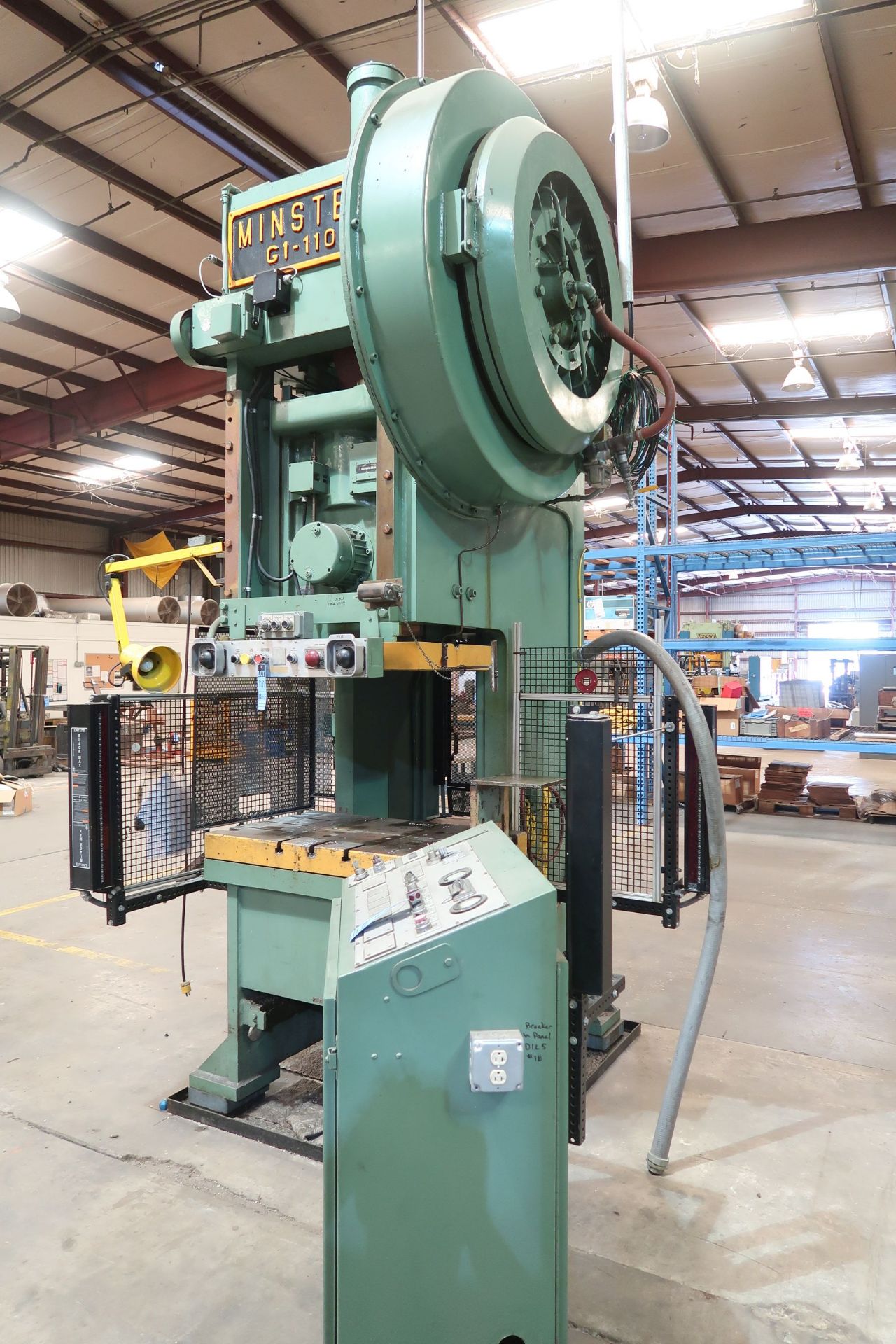 110 TON MINSTER NO. S1-110 GAP FRAME PRESS; S/N 14810, 8" STROKE, 70 SPM, 5" ADJ., 22" SHUT HEIGHT - Image 2 of 12