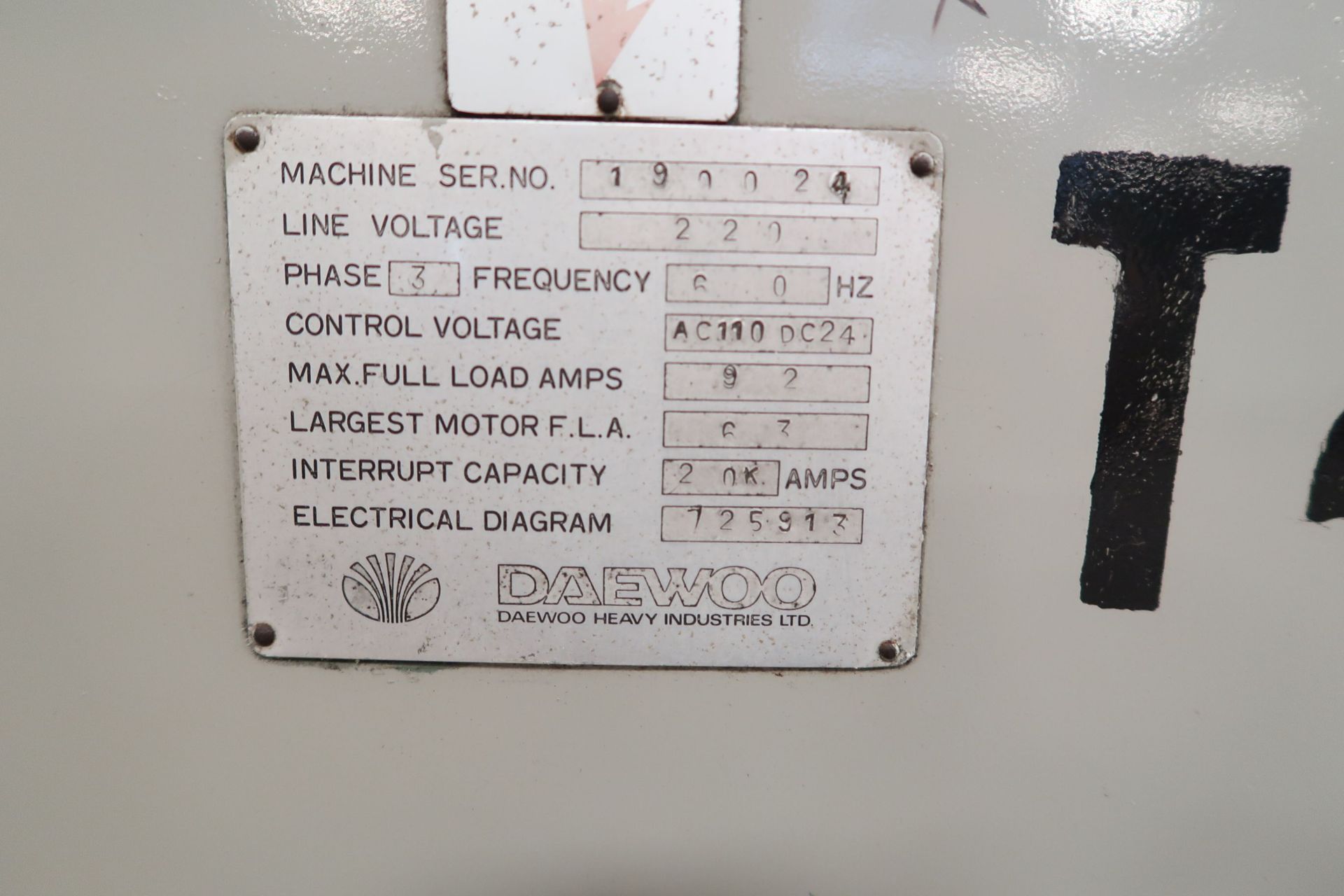 20" X 60" DAEWOO PAN-20 FLAT BED CNC LATHE; FANUC 6T CONTROL - Image 8 of 9
