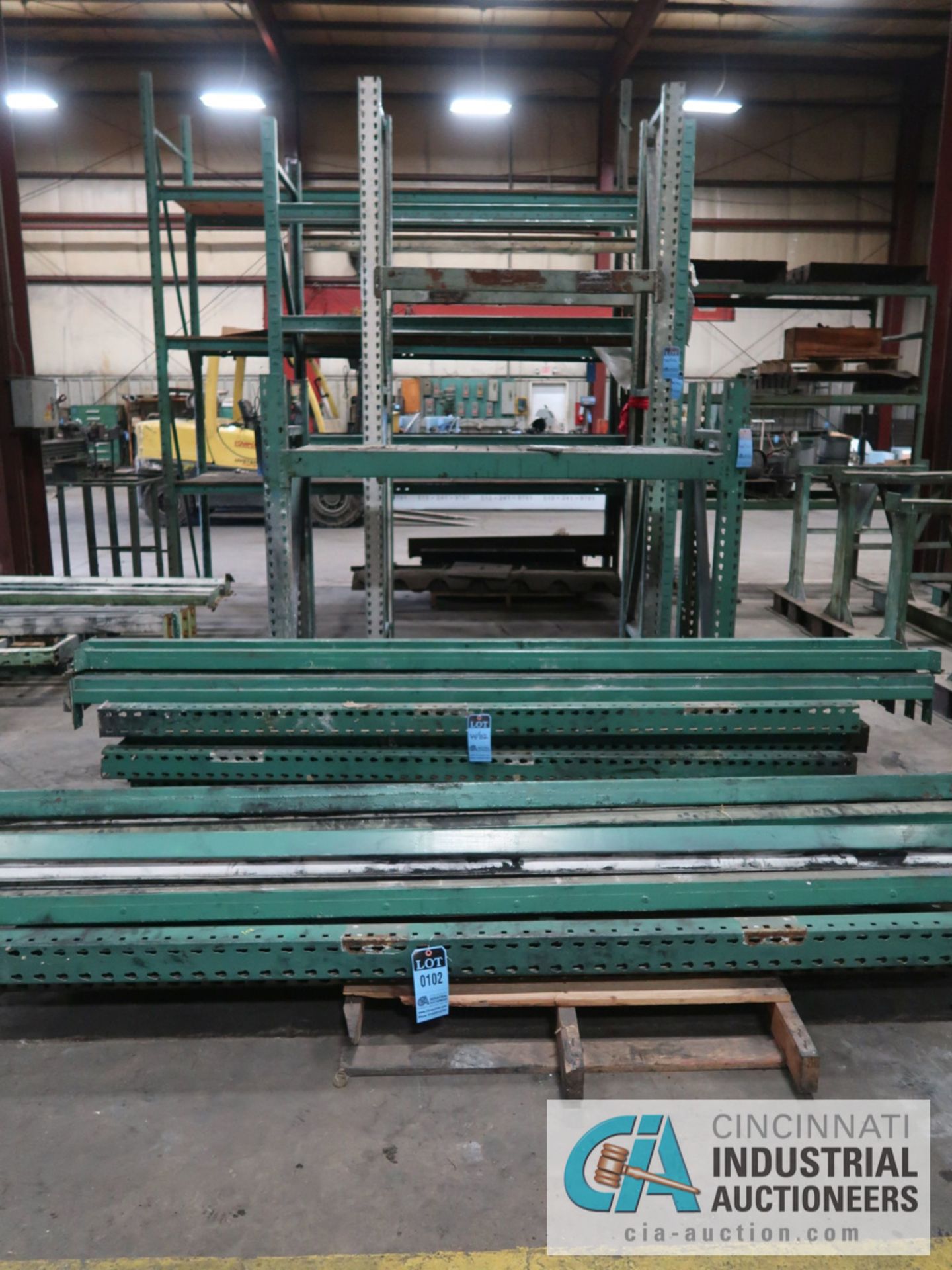 (LOT) PALLET RACK, (3) SECTION STANDING, (8) SKIDS OF BEAMS, UPRIGHTS AND DECKING