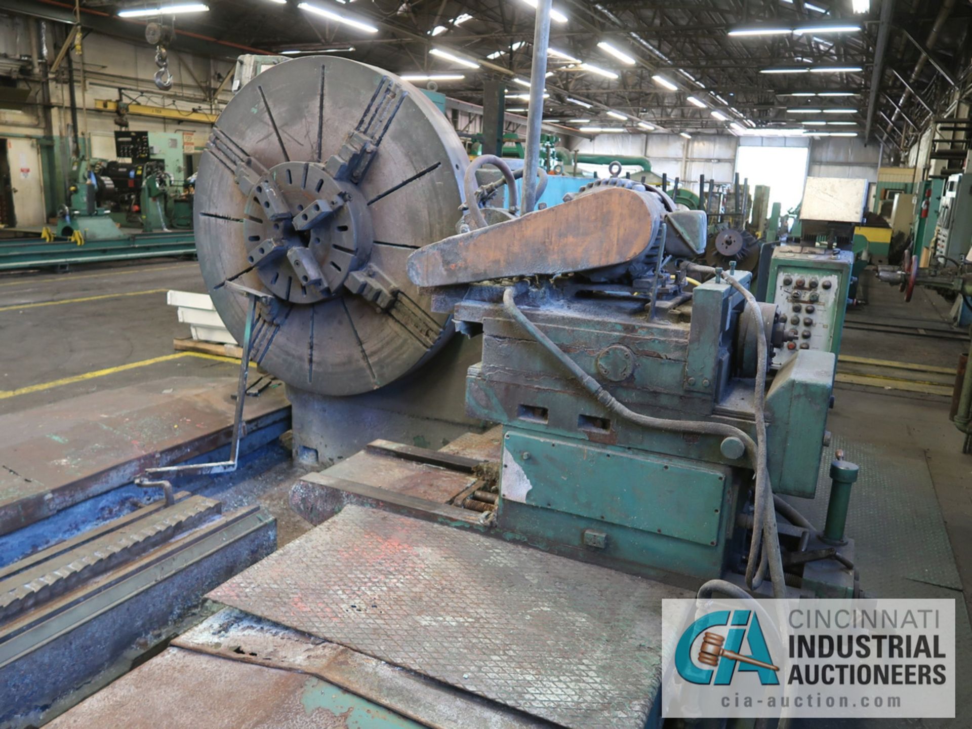 80" X 16' SAFOP LEONARD MODEL 1500-TR HEAVY DUTY LATHE W/ GRINDING ATTACHMENT; S/N 7313, 450 RPM - Image 3 of 13