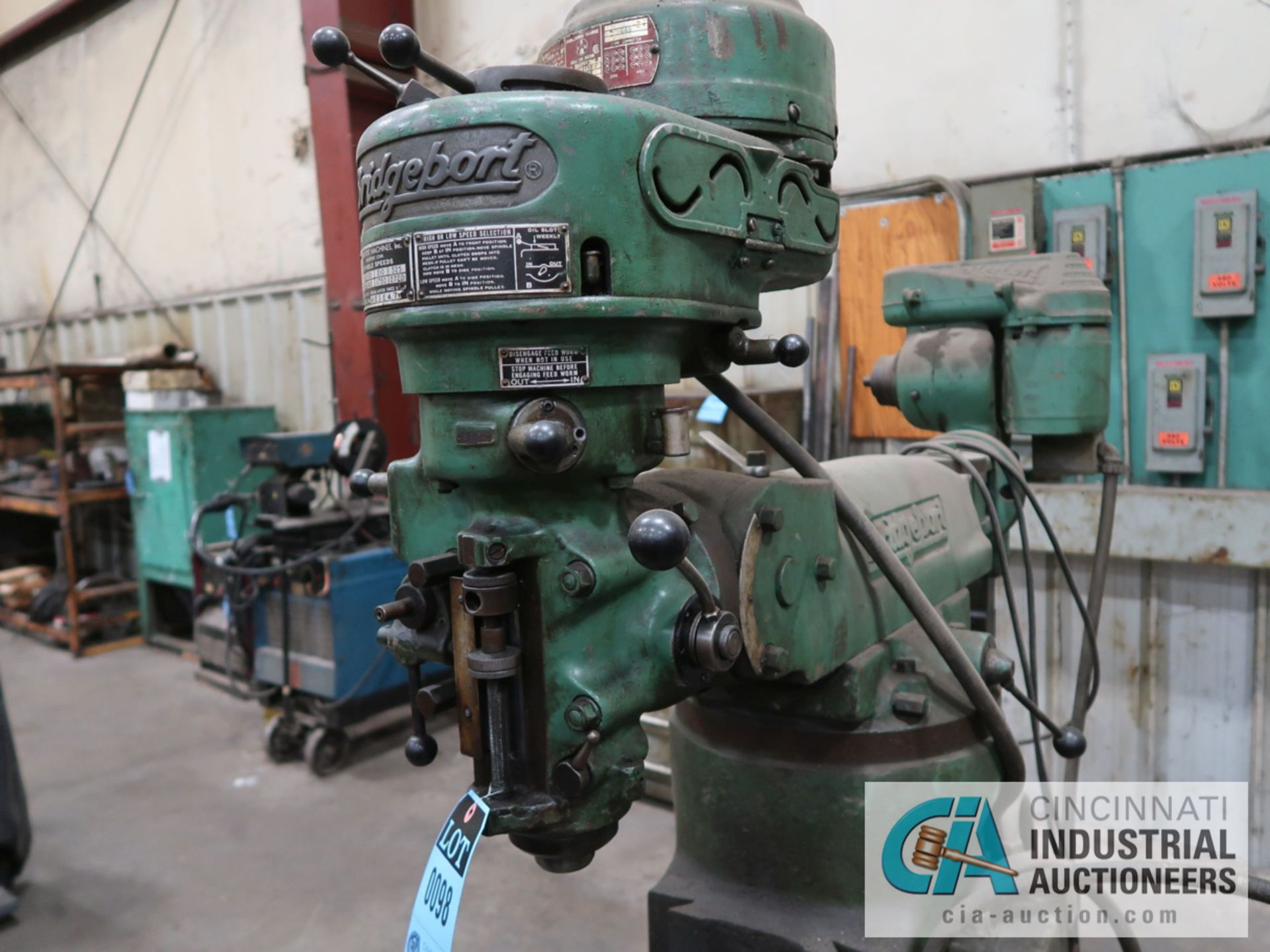 1-HP BRIDGEPORT 8-SPEED VERTICAL MILL WITH 42" POWER TABLE, VISE, SHAPING HEAD - Image 6 of 8