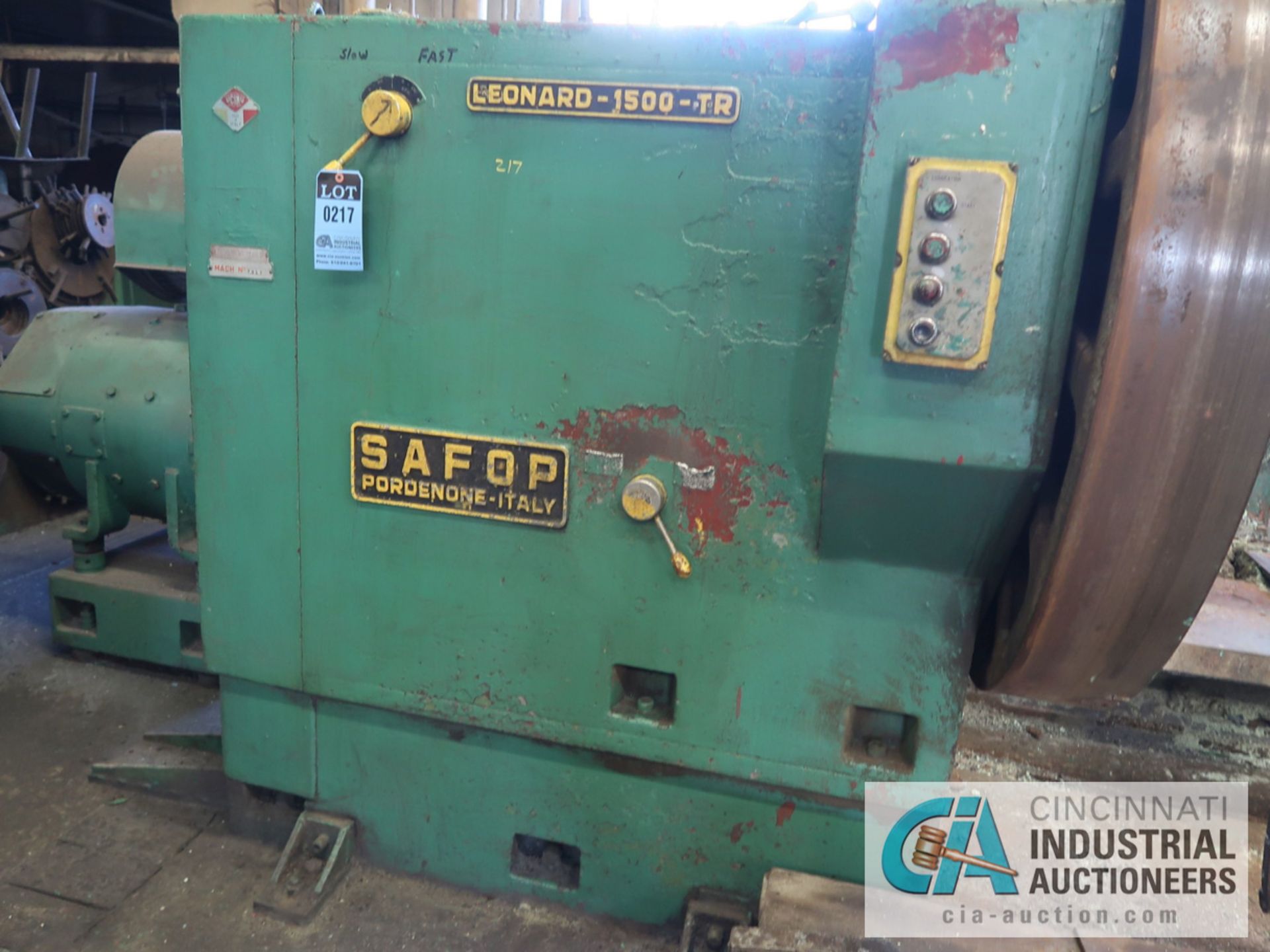 80" X 16' SAFOP LEONARD MODEL 1500-TR HEAVY DUTY LATHE W/ GRINDING ATTACHMENT; S/N 7313, 450 RPM - Image 11 of 13