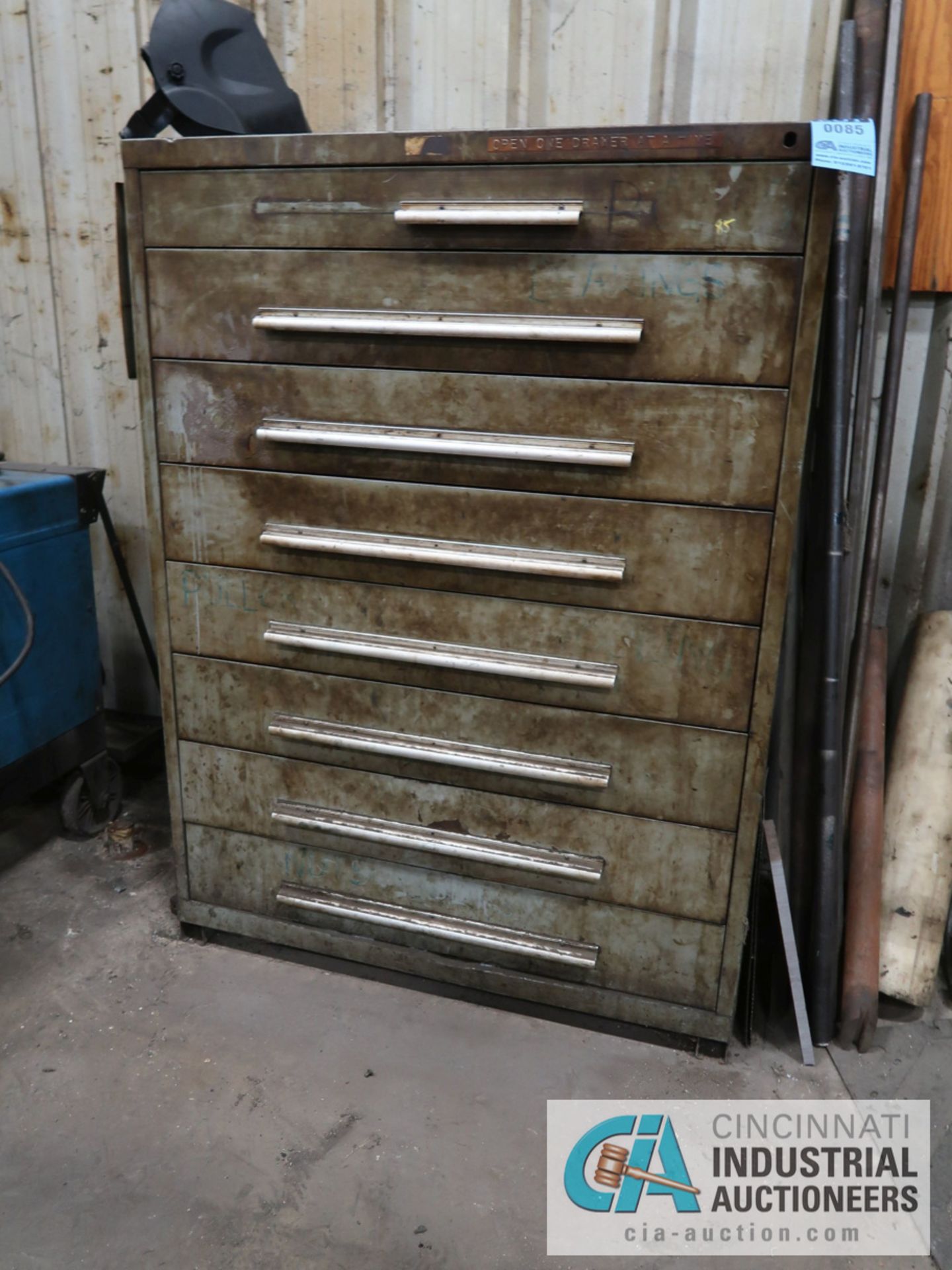 8-DRAWER CABINET WITH CONTENTS INCLUDING MISC. PARTS & TOOLING