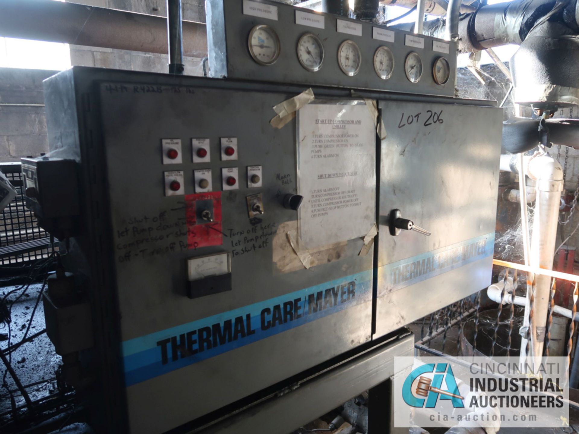 THERMAL CARE MODEL 8WMX AIR COOLED CHILLER W/ HEAT EXCHANGER OUTSIDE; S/N CB949L9, 50-HP MOTOR, - Image 3 of 5