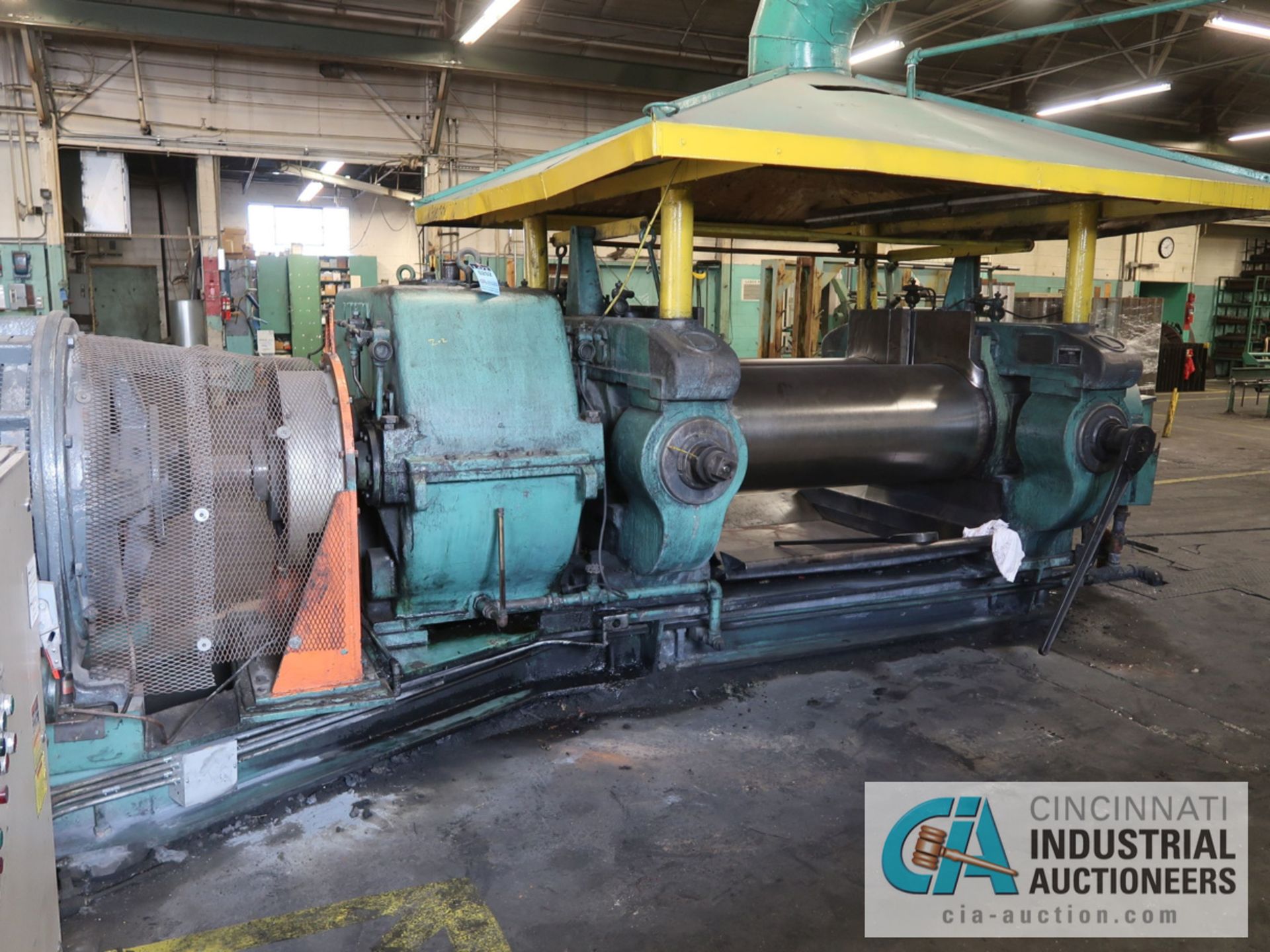 22" X 60" STEWART BOLLING UNITIZED BASE ROLLING MILL; S/N 7492, BOTTOM CATCH TRAY, 150-HP DC MOTOR