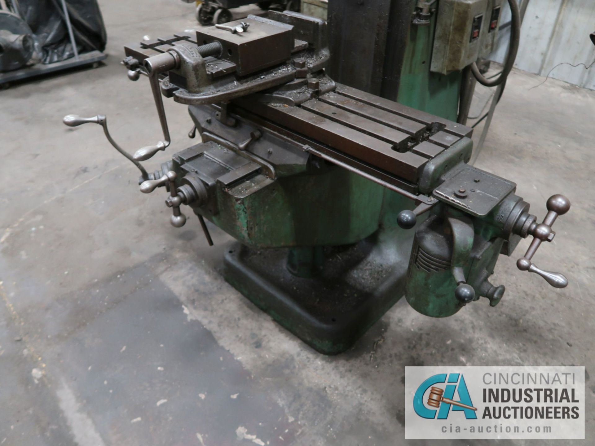 1-HP BRIDGEPORT 8-SPEED VERTICAL MILL WITH 42" POWER TABLE, VISE, SHAPING HEAD - Image 3 of 8