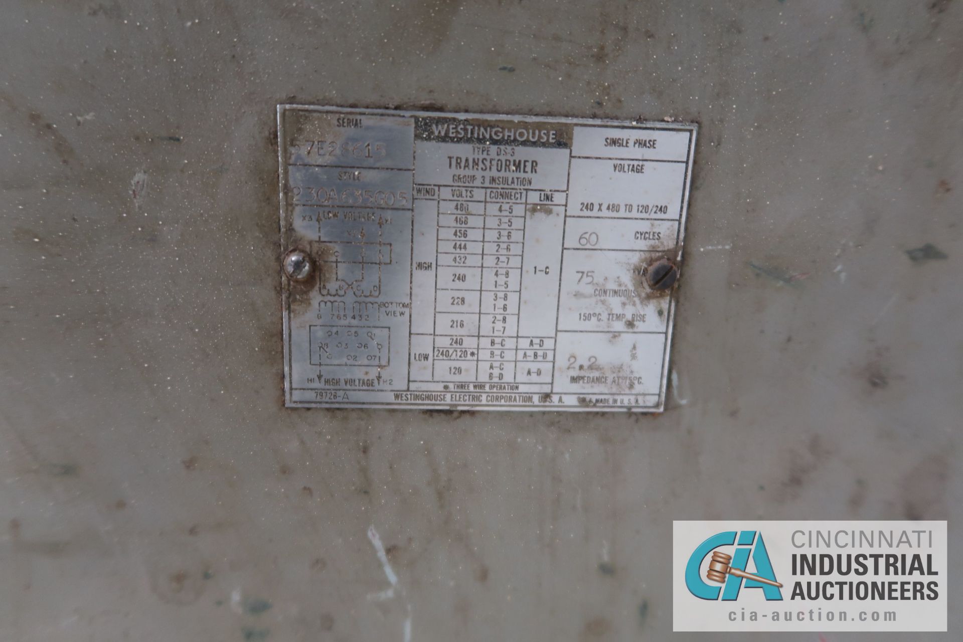 75 KVA WESTINGHOUSE TRANSFORMER - Image 2 of 2