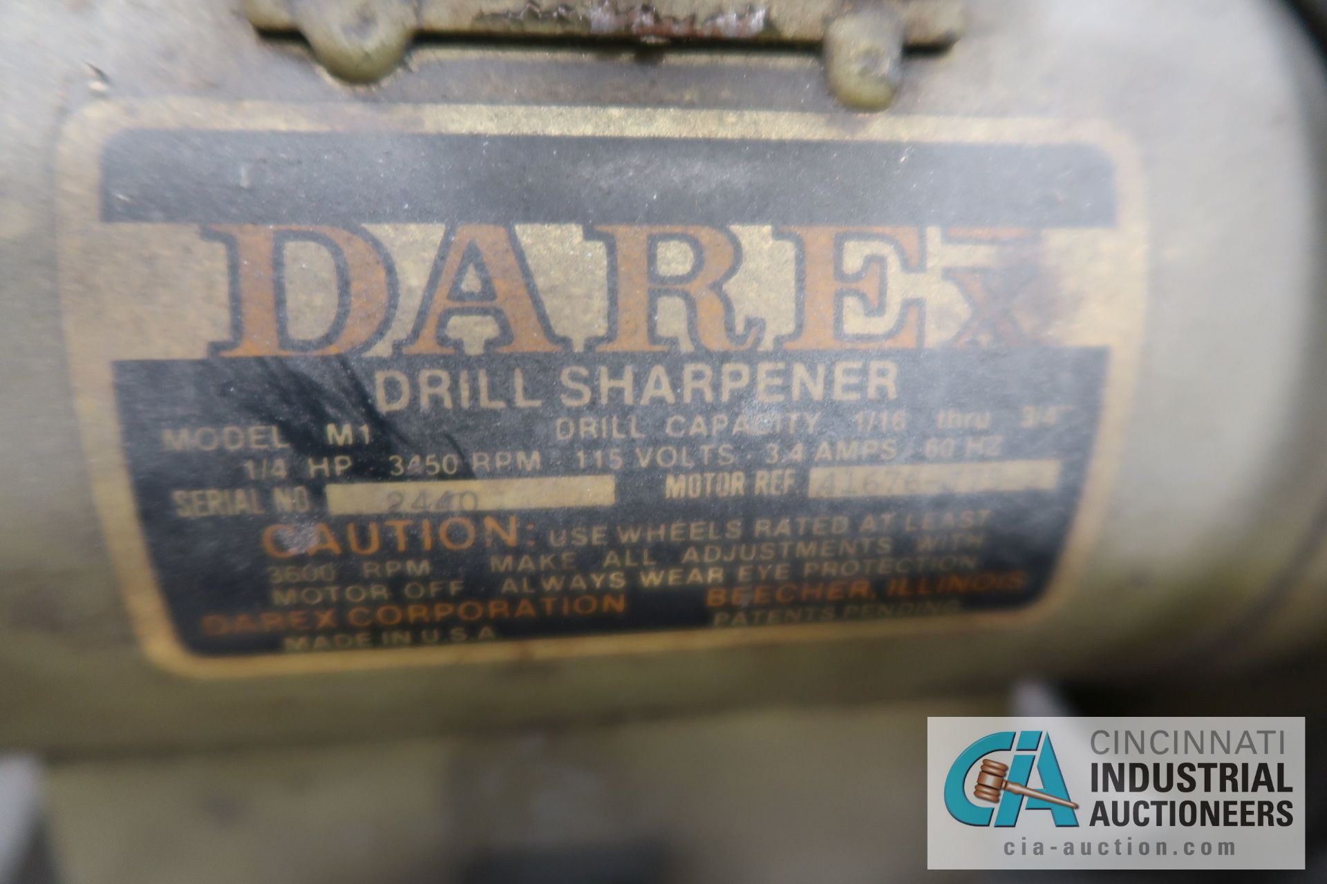 DAREX MODEL IM ELECTRIC DRILL SHARPENER; S/N 2440 - Image 3 of 3