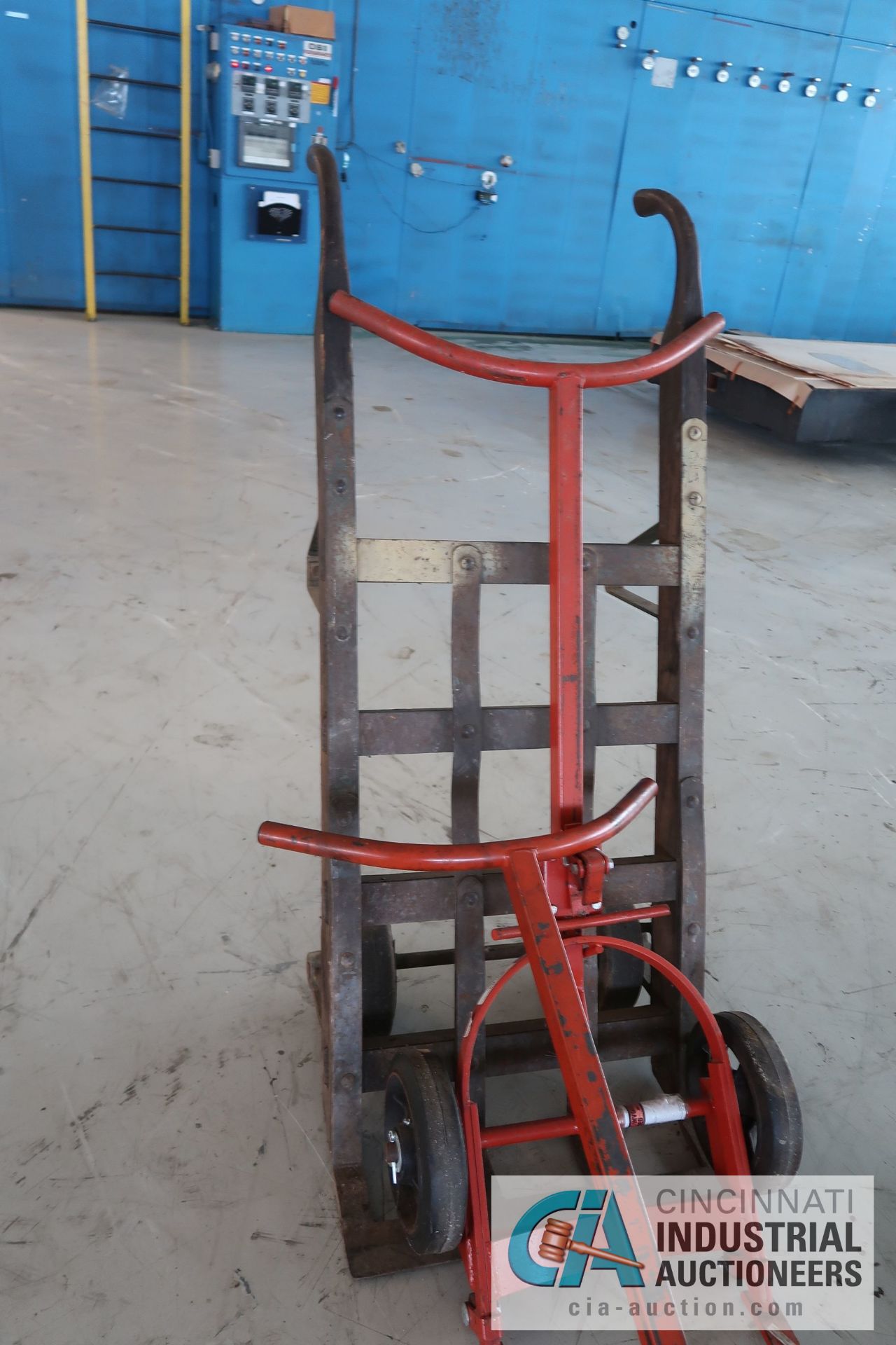 (2) 100 LB. MECO OIL DRUM DOLLY AND (1) TWO-WHEEL DOLLY - Image 3 of 3