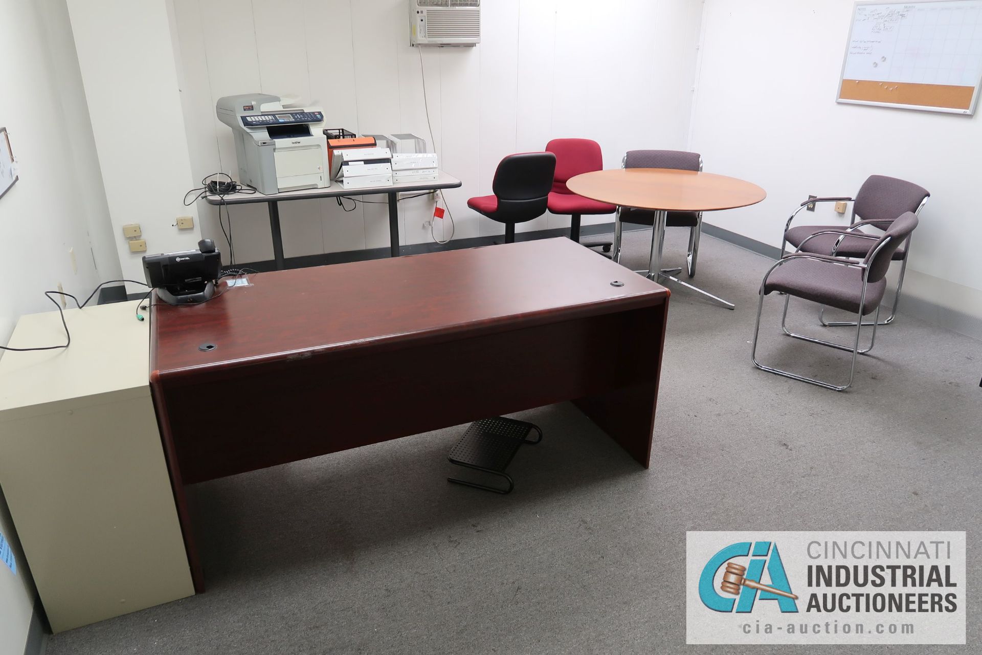 CONTENTS OF OFFICE - DESK, (2) TABLES, (5) CHAIRS, (3) FILE CABINETS **NO ATTACHED FIXTURES**