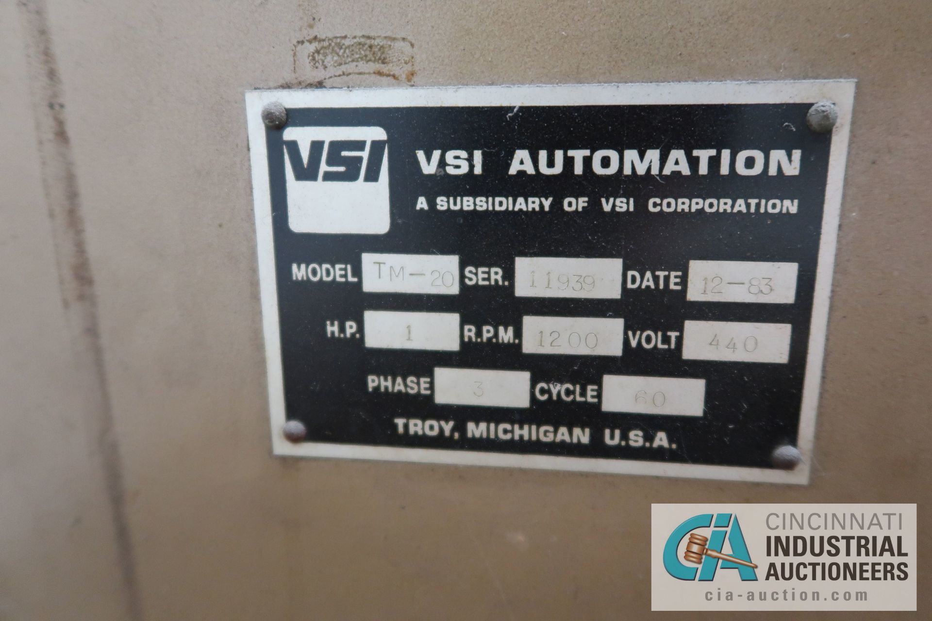 VSI MODEL TM-20 ELECTRIC SPINN-O-MATIC ORBITAL RIVETER; S/N 11939, 240 VOLT - Image 5 of 5