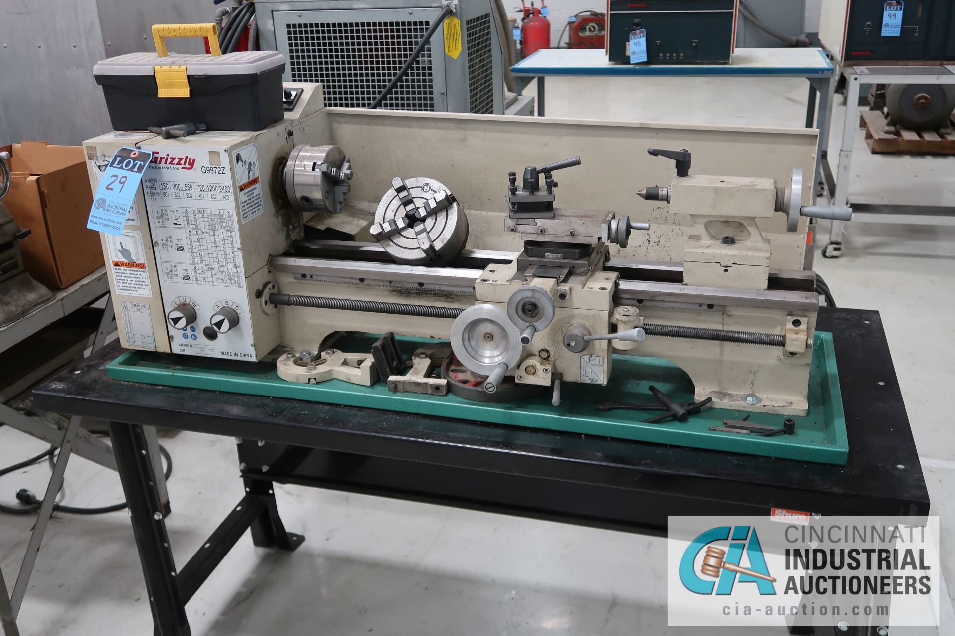11" X 26" GRIZZLY MODEL G9972Z MILO SIZE BENCH TOP LATHE; S/N 2011482 (2011), 110 VOLT, WITH WORK