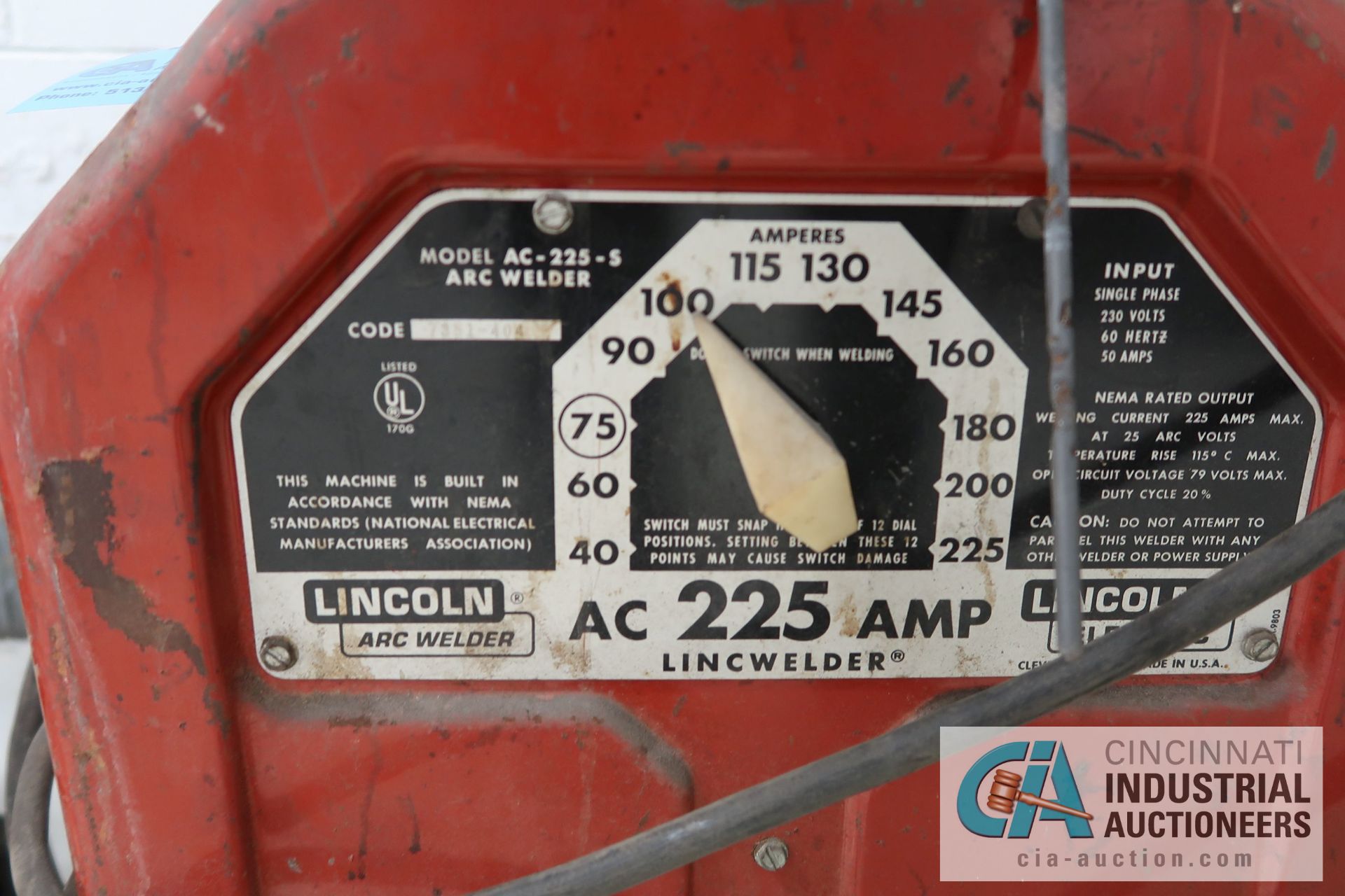 LINCOLN AC 225-S AMP LINCWELDER, 230 VOLT - Image 2 of 2