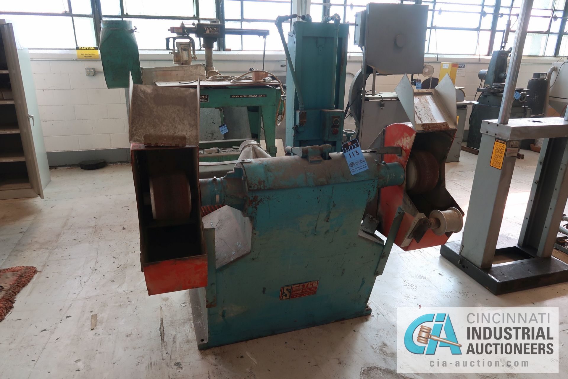 SETCO DE GRINDER WITH FUME / DUST HOOD, 6" WHEEL WIDTH