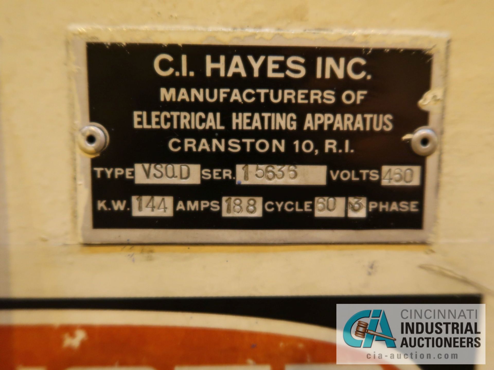 C.I. HAYES MODEL VSQD-202436 VACUUM QUENCH FURNACE; S/N 15636, - Image 13 of 14