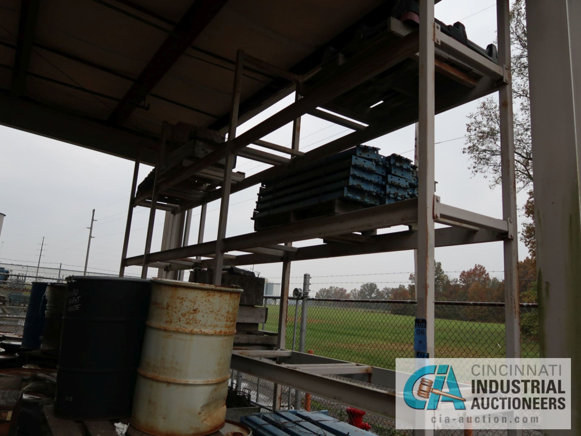 SECTIONS 34" X 96" X 15' HIGH STEEL RACK WITH CONTENTS - CROSS BEAMS, LOT ALSO CONTAINS (10)