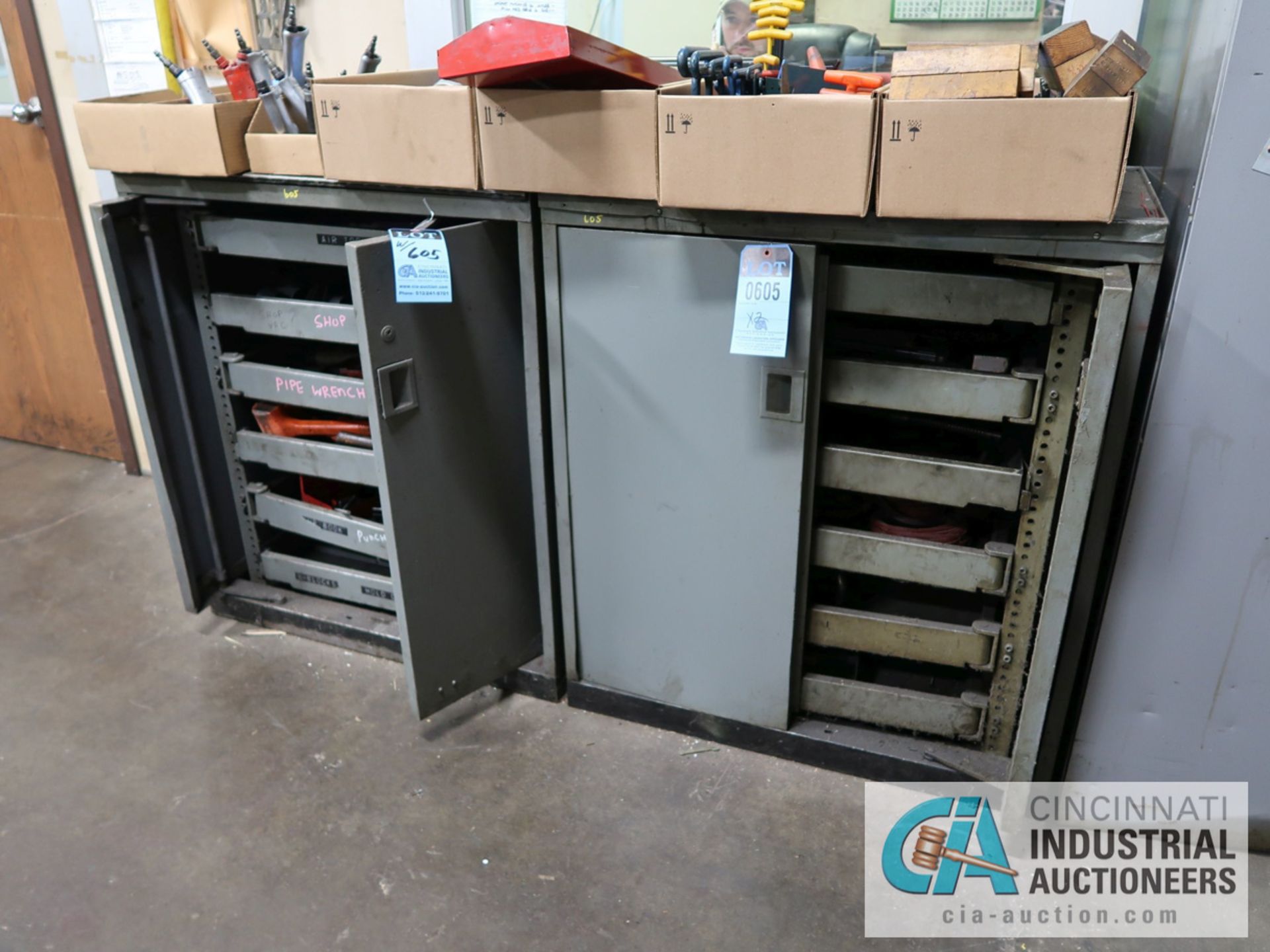 2-DOOR SLIDING DRAWER CABINETS WITH CONTENTS