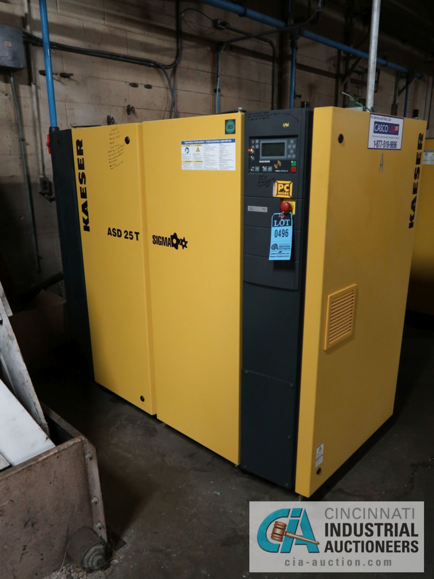 25-HP KAESER MODEL ASD25T AIR COMPRESSORS; S/N 1013, BUILT-IN MODEL ABT-60 DRYERS, APPROX. 16,867