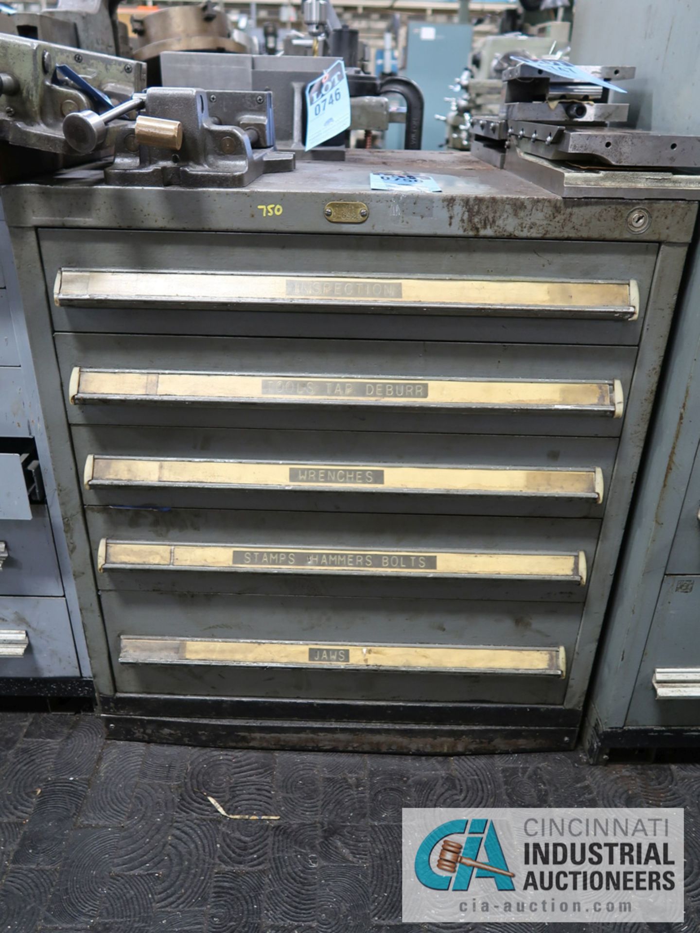5-DRAWER VIDMAR CABINET WITH MISC. HARDWARE AND TOOLS