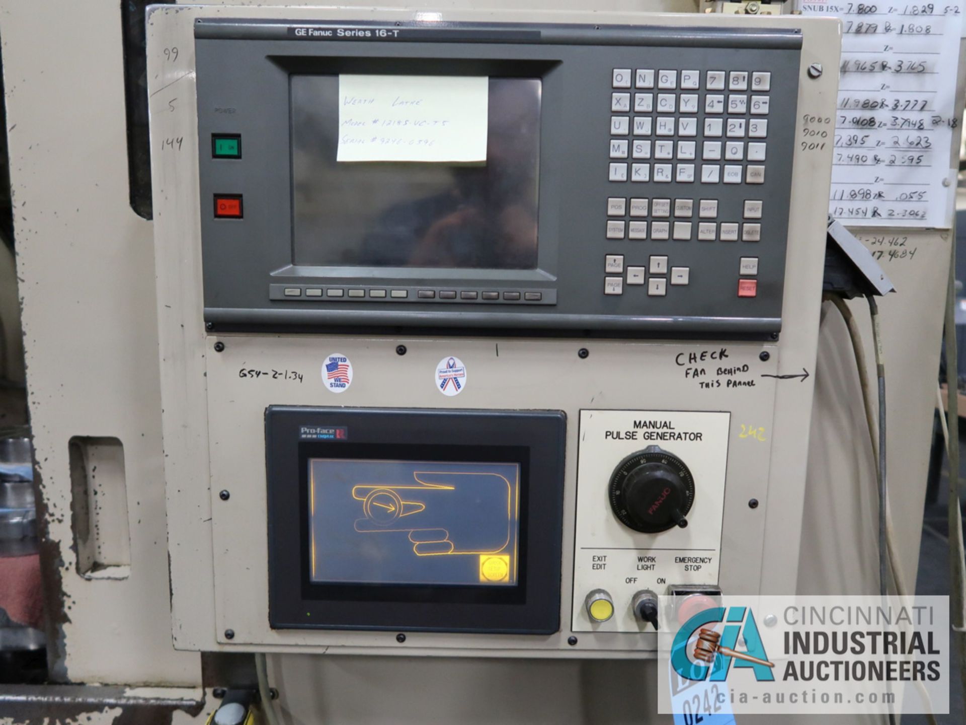 WERTH MODEL 1218S-VNC-T5 CNC VERTICAL TURNING CENTER; S/N 9246- 0596, FANUC 16T CONTROL, 12" - Image 4 of 12