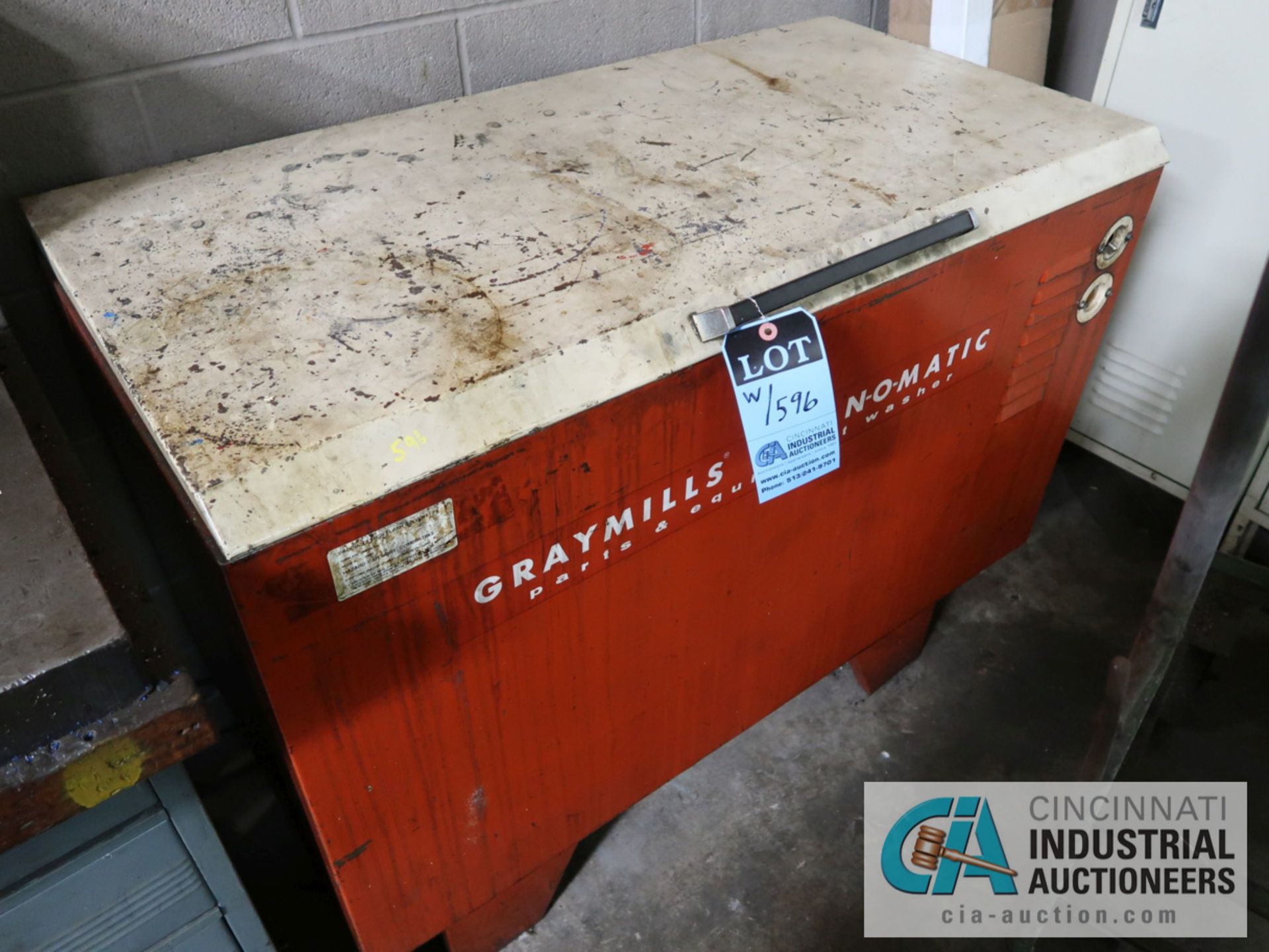 (LOT) 60" X 30" BENCH WITH CONTENTS & GRAYMILLS CLEAN-O-MATIC PARTS CLEANER - Image 2 of 2