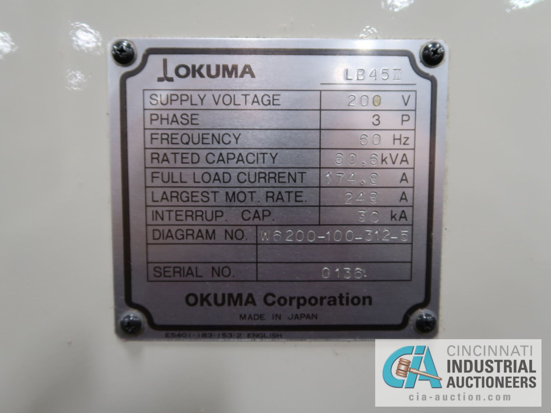 OKUMA MODEL LB45II-M CNC TURNING CENTERS W/ LIVE TOOLING; S/N 0136, W/ OSP 700L CONTROL - Image 11 of 11