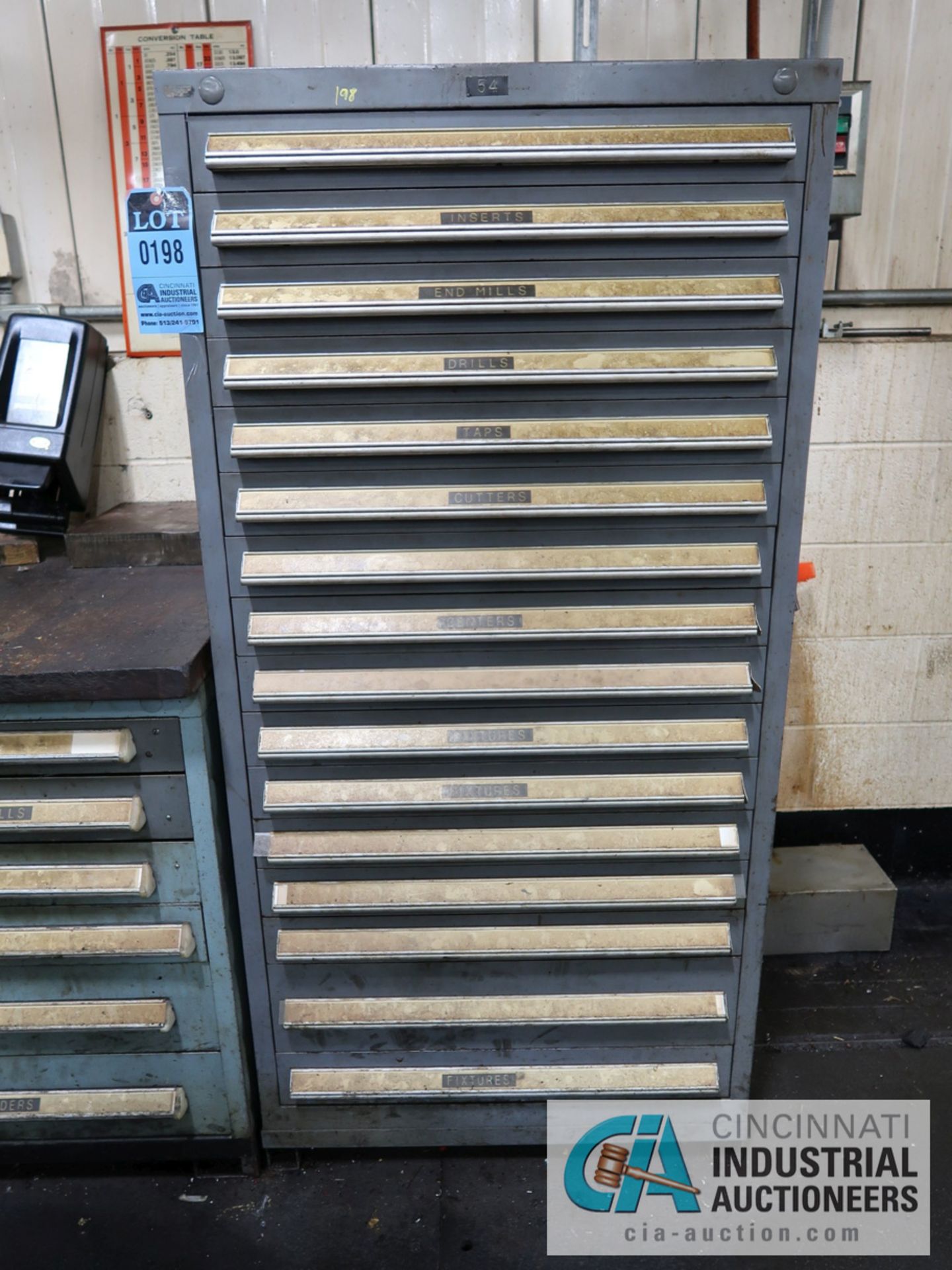 16-DRAWER TOOLING CABINET WITH MOSTLY PERISHABLE TOOLING