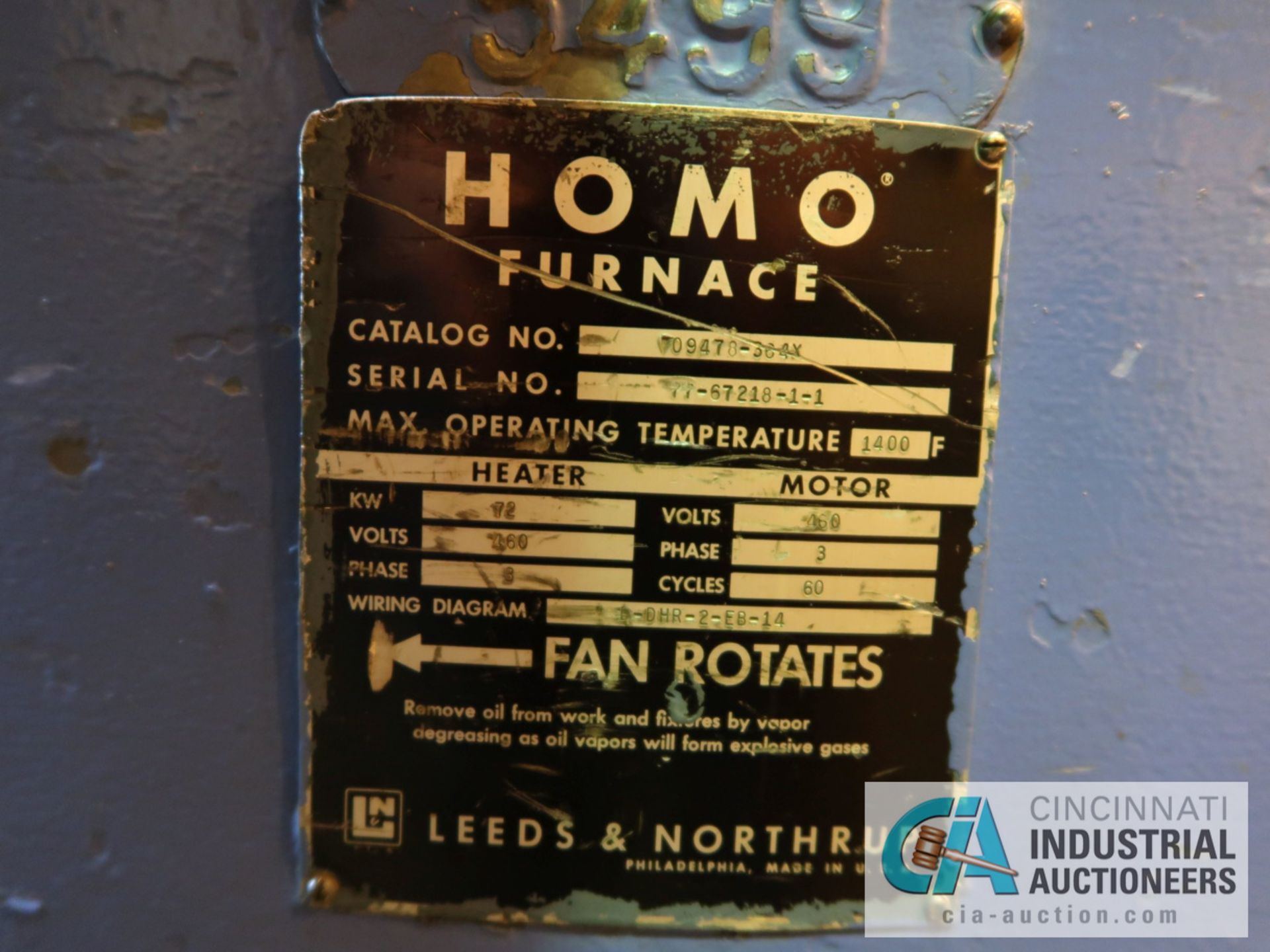 LEEDS & NORTHRUP ELECTRIC HOMO FURNACE; MODEL 09470- 364X, S/N 67218-1-1, 1400 DEGREE MAX TEMP. - Image 4 of 5