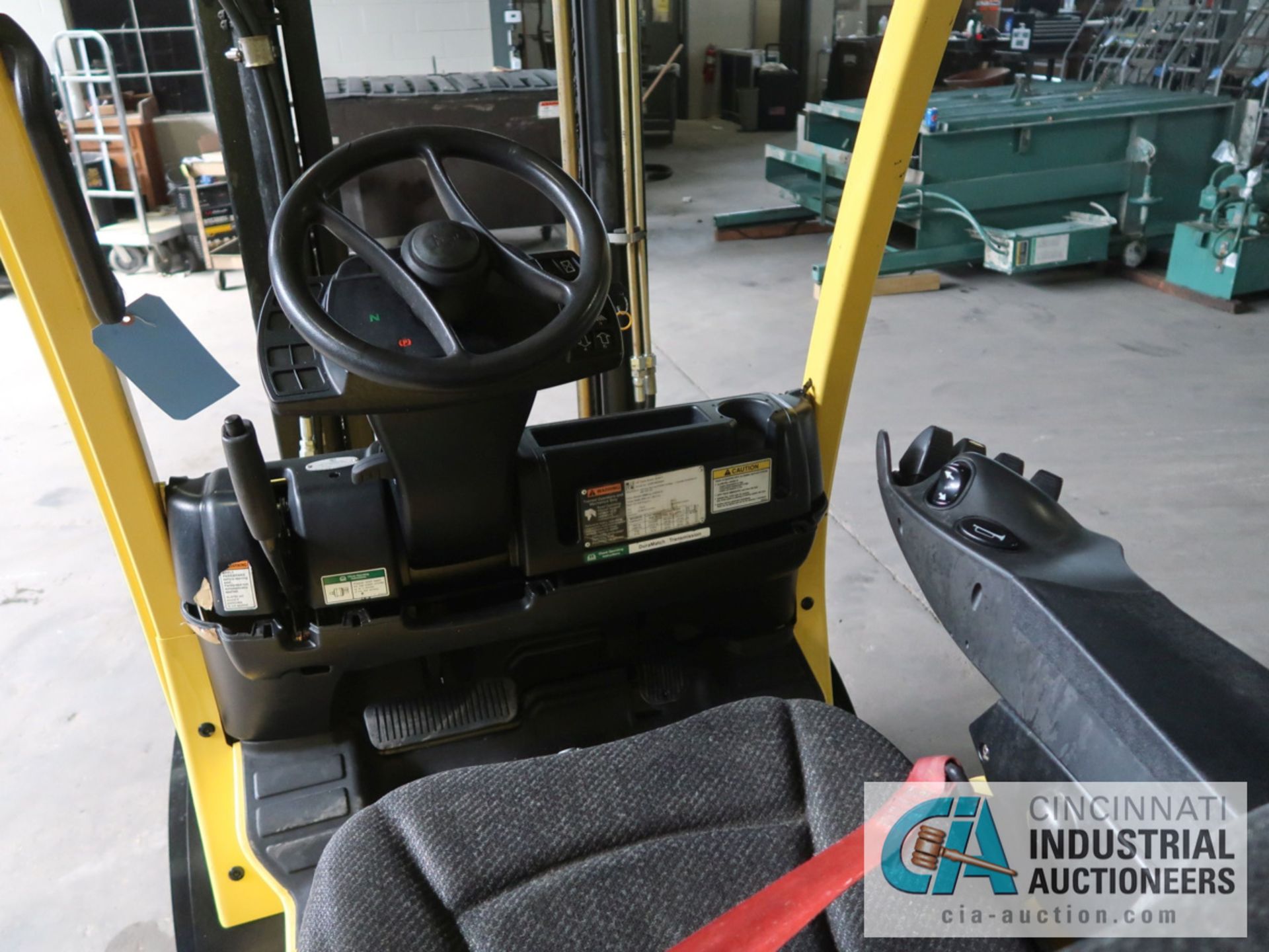 7,000 LB. HYSTER MODEL S70FT LP GAS SOLID TIRE LIFT TRUCK WITH 2-STAGE MAST, 122" LIFT HEIGHT, - Image 9 of 11