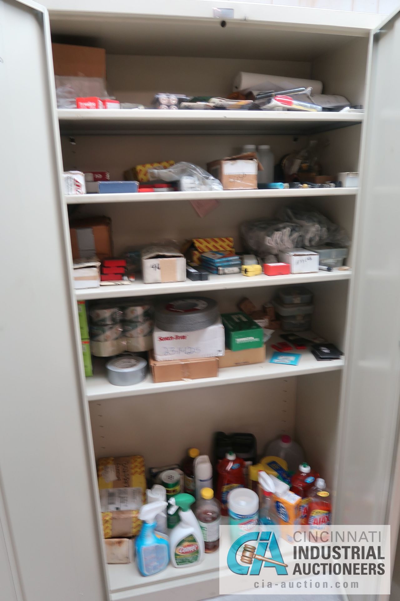 (LOT) MISCELLANEOUS SHOP SUPPLIES WITH SHELVING AND STORAGE CABINET - Image 8 of 10