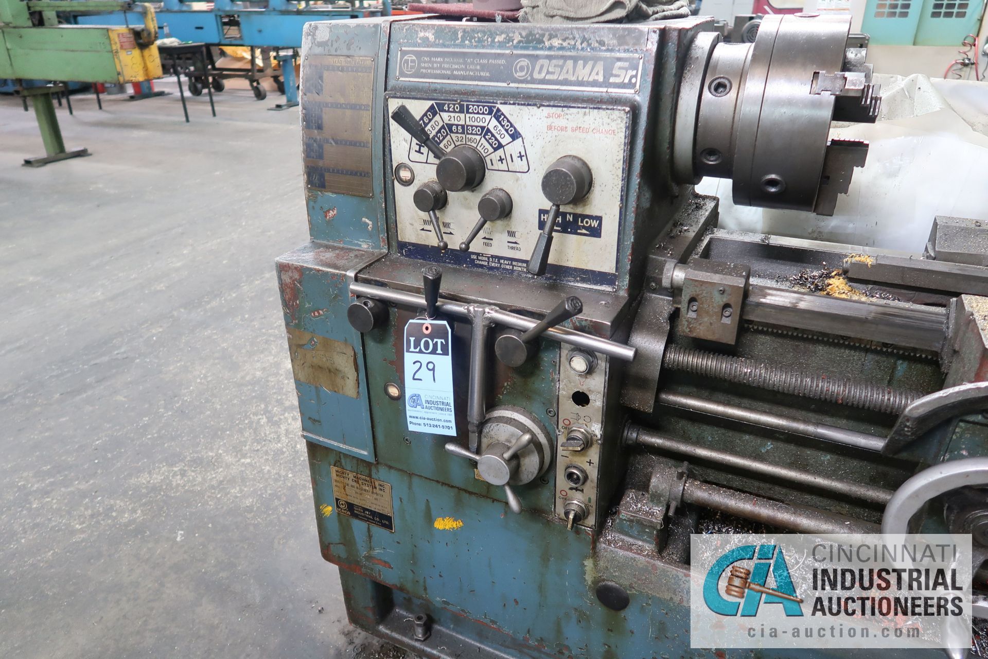 20" X 36" APPROX. SHEN-JAY MODEL SJ-17400G GEARED HEAD ENGINE LATHE; S/N 570618, 2" THRU HOLE, QUICK - Image 4 of 5