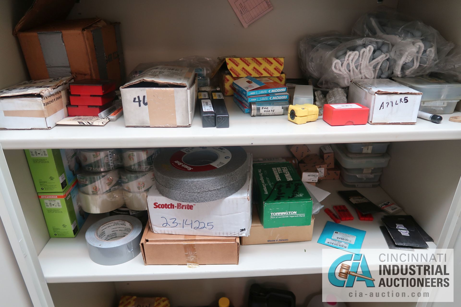 (LOT) MISCELLANEOUS SHOP SUPPLIES WITH SHELVING AND STORAGE CABINET - Image 9 of 10