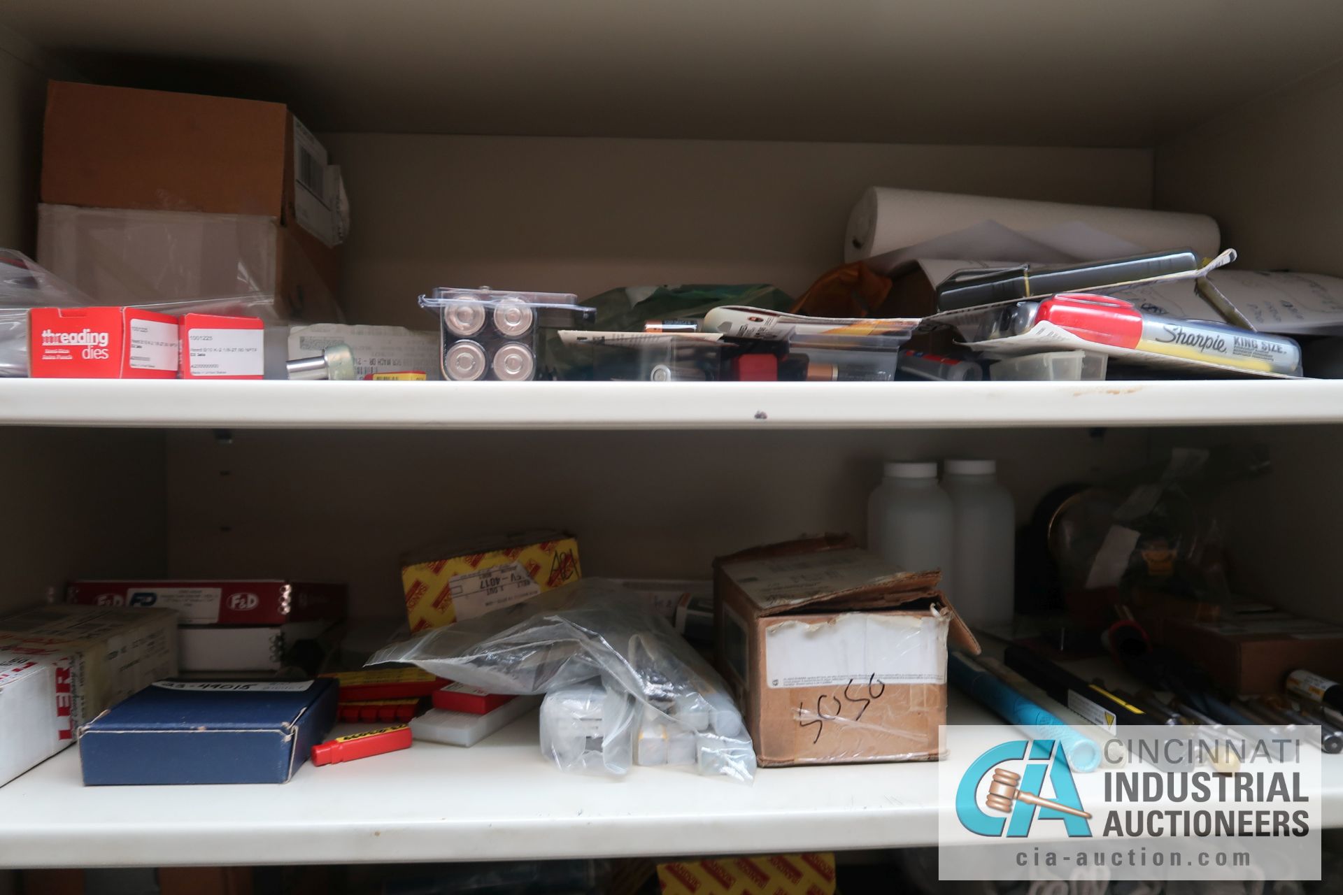 (LOT) MISCELLANEOUS SHOP SUPPLIES WITH SHELVING AND STORAGE CABINET - Image 10 of 10