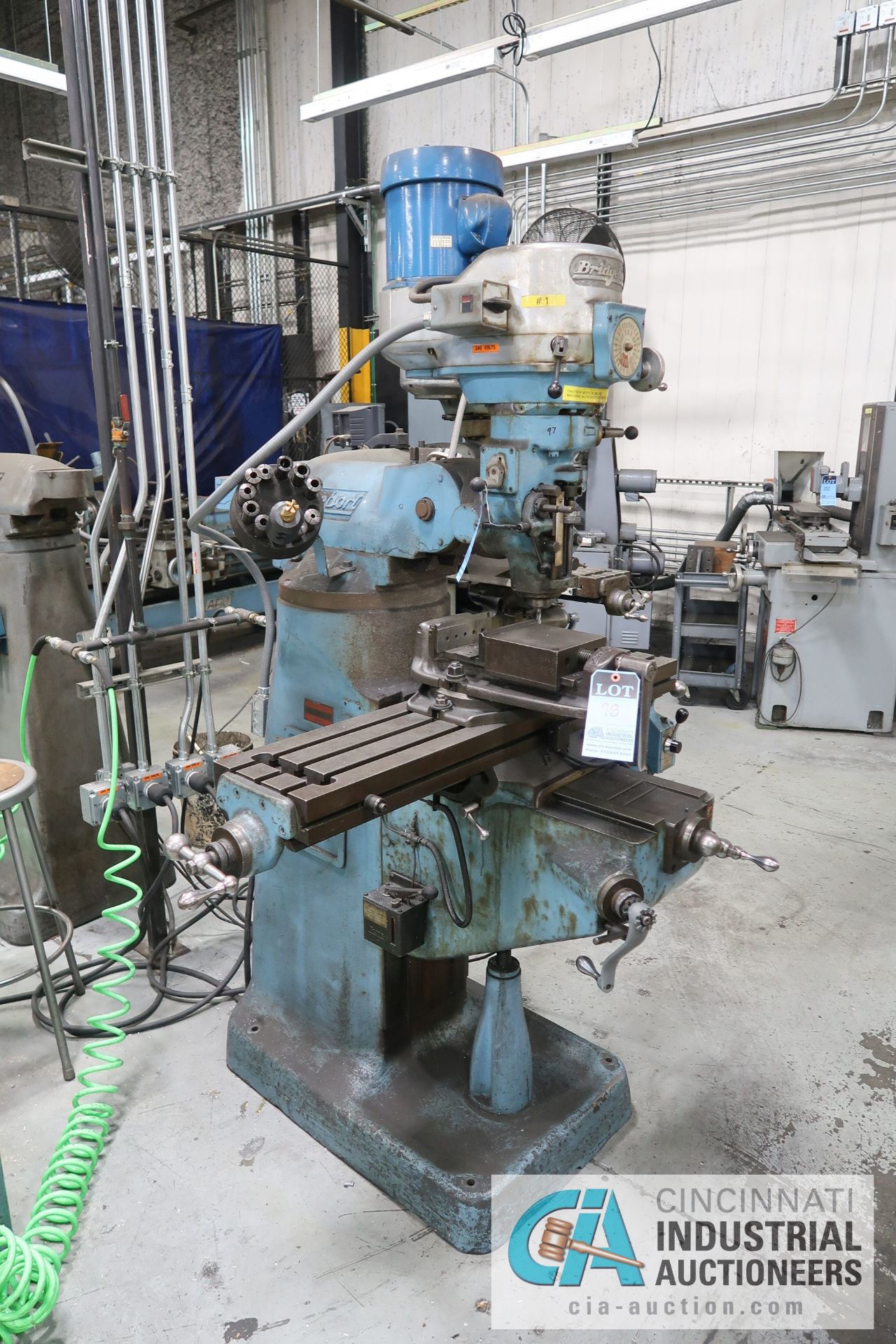 1.5HP BRIDGEPORT VERTICAL MILL; S/N 133745, 9" X 42" POWER TABLE, SPINDLE SPEED 60-4200 RPM