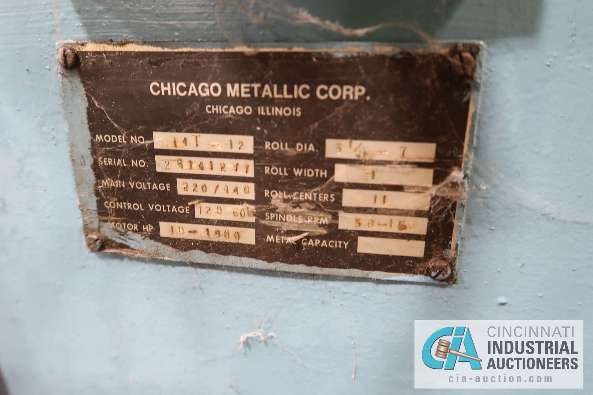 CHICAGO METALLIC CORP MODEL 14T-11 TWELVE-STAND ROLLFORMER; S/N 23141277, 11" CENTERS, 10" WIDTH, - Image 3 of 8