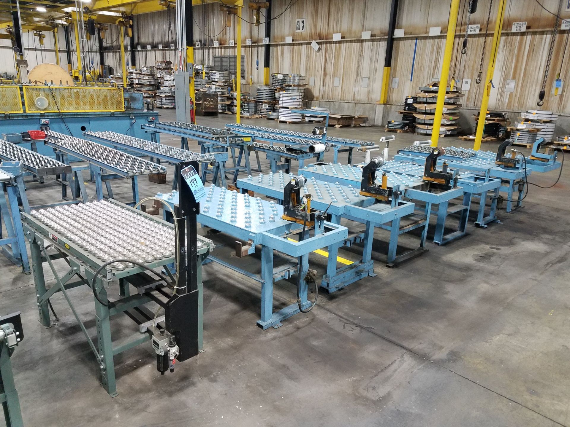 4' X 2' ROLLERBALL CONVEYOR TABLES, (5) WITH BOSTITCH PNEUMATIC STAPLES