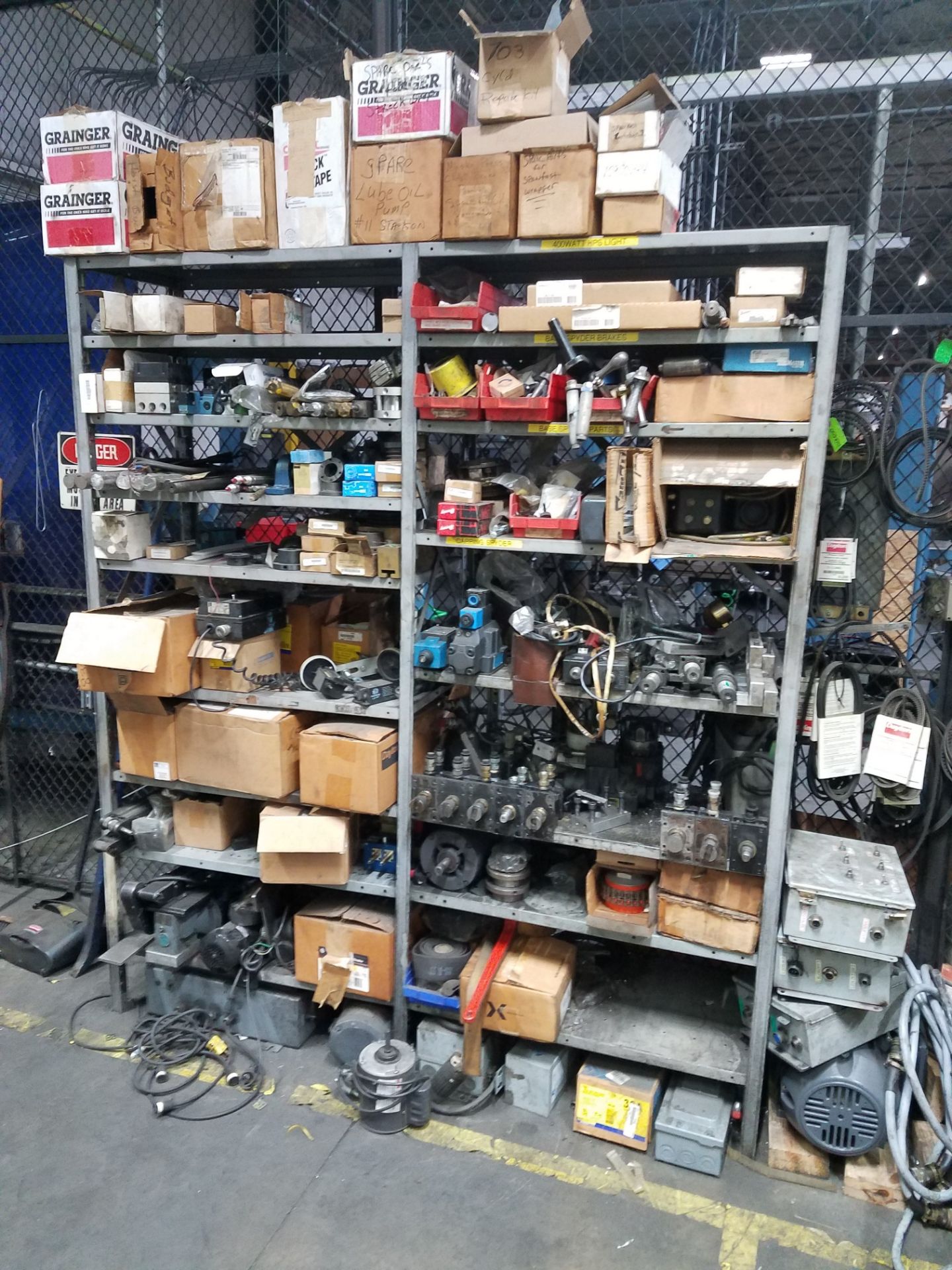 (LOT) REMAINING CONTENTS OF MAINTENANCE ROOM INCLUDING MOTORS, ELECTRICAL, MACHINE PARTS, VALVES,