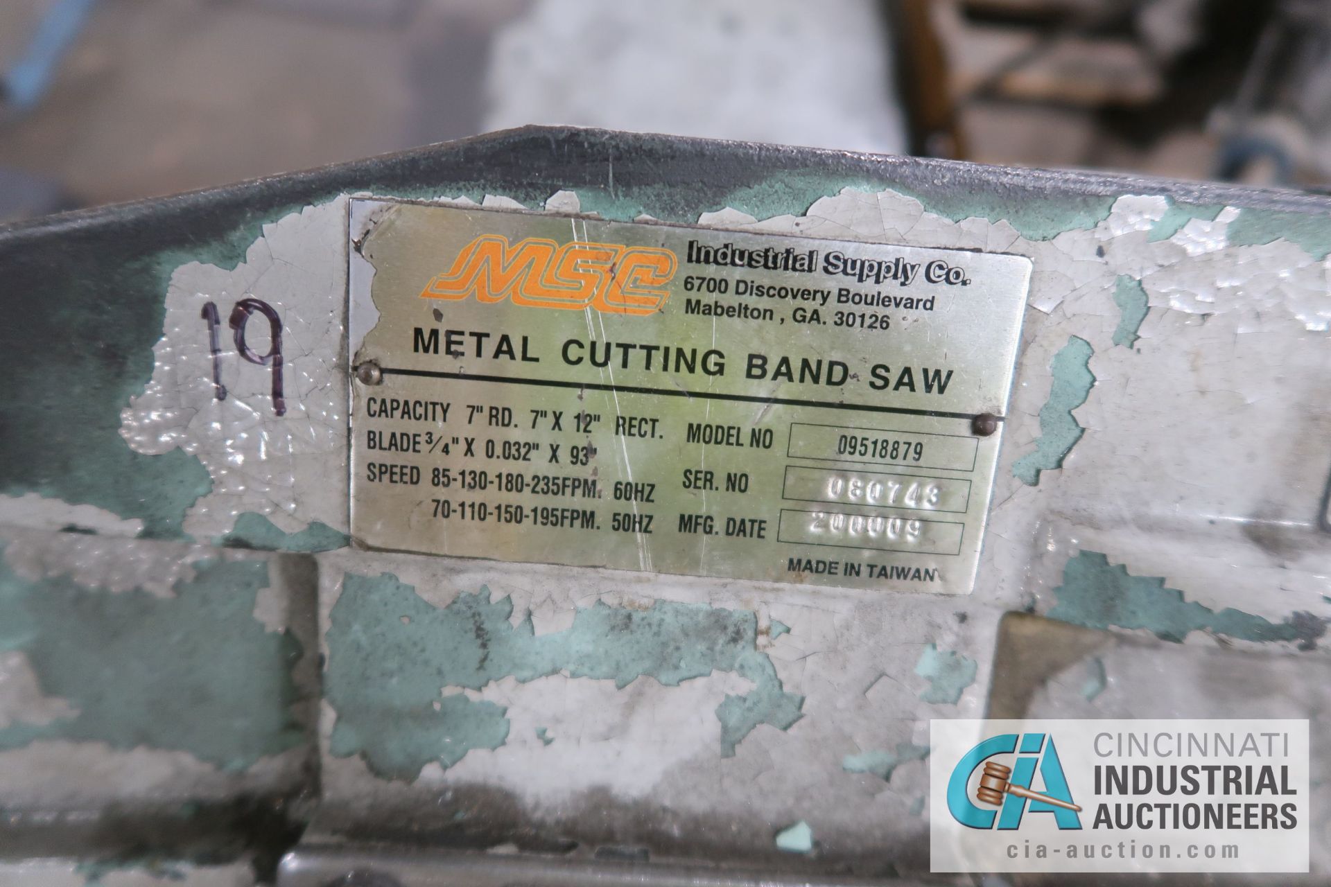 7" X 12" MSC MODEL 09518879 HORIZONTAL BAND SAW - Image 3 of 3