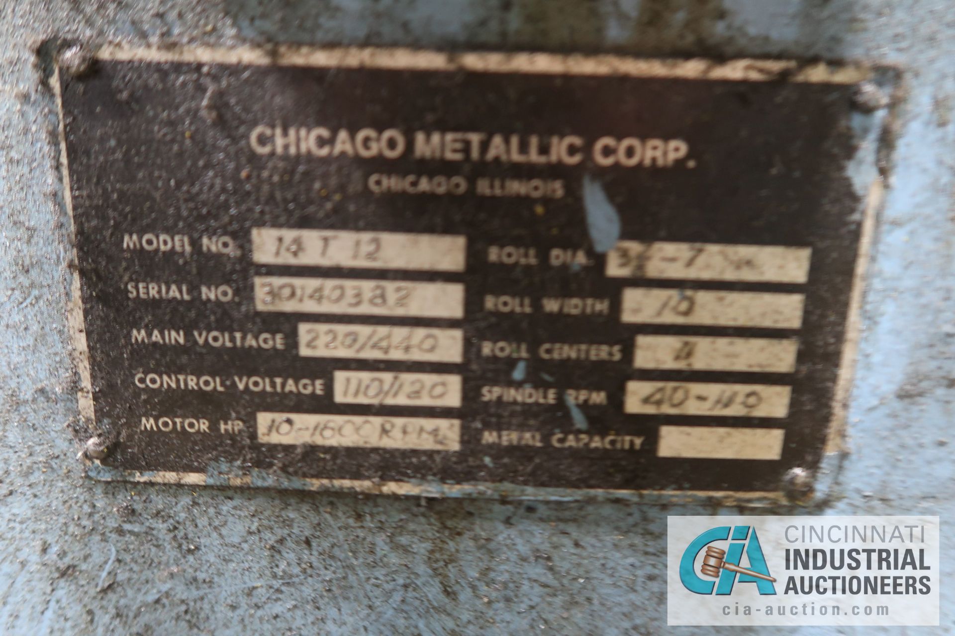 CHICAGO METALLIC CORP MODEL 14T-12 THIRTEEN-STAND ROLLFORMER; S/N 30140382, 11" CENTERS, 10" - Image 3 of 8