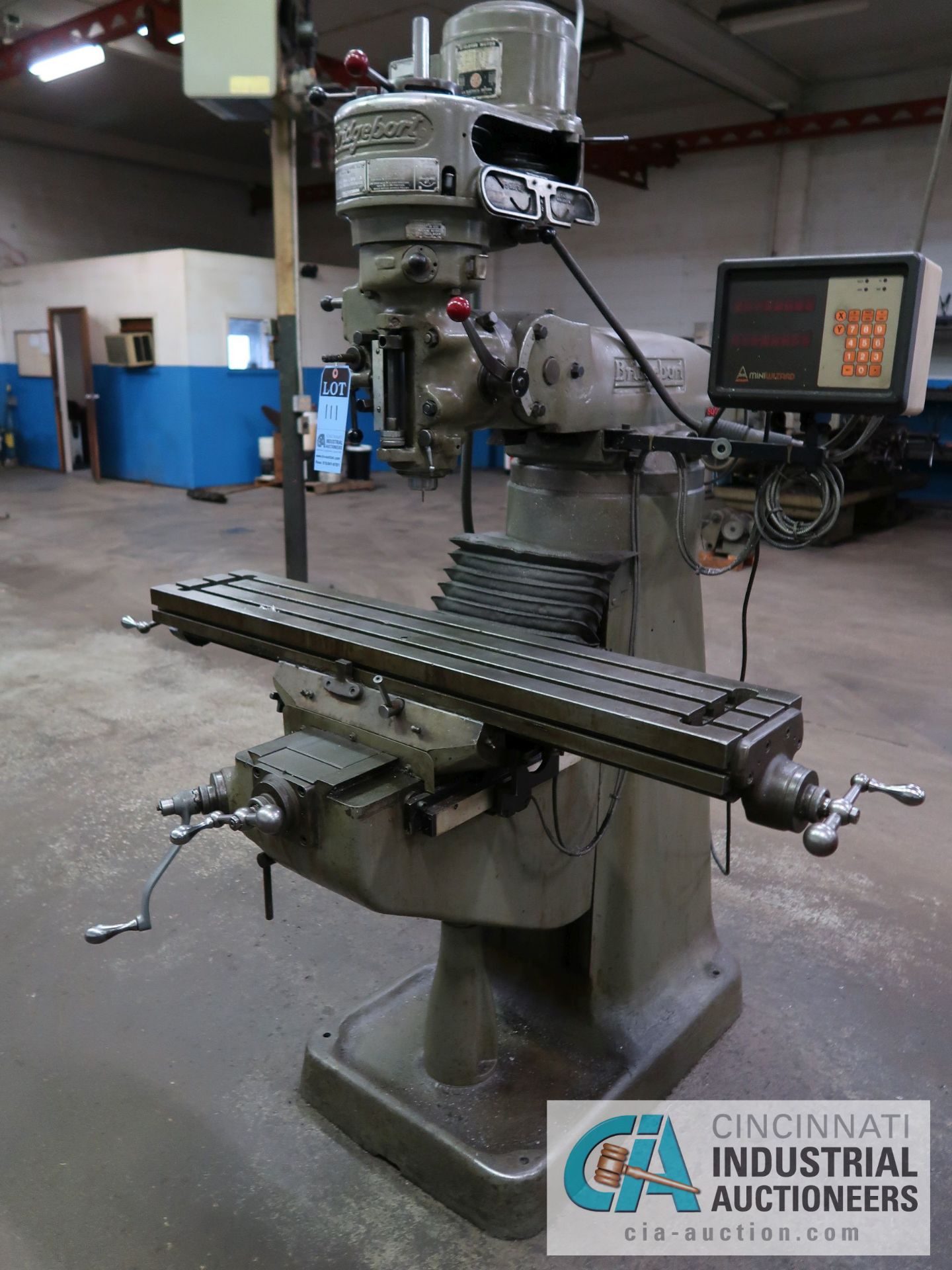 1-HP BRIDGEPORT 8-SPEED VERTICAL MILL; S/N J-74614, MINI WIZARD DRO, 48" X 9" TABLE, SPINDLE - Image 2 of 7