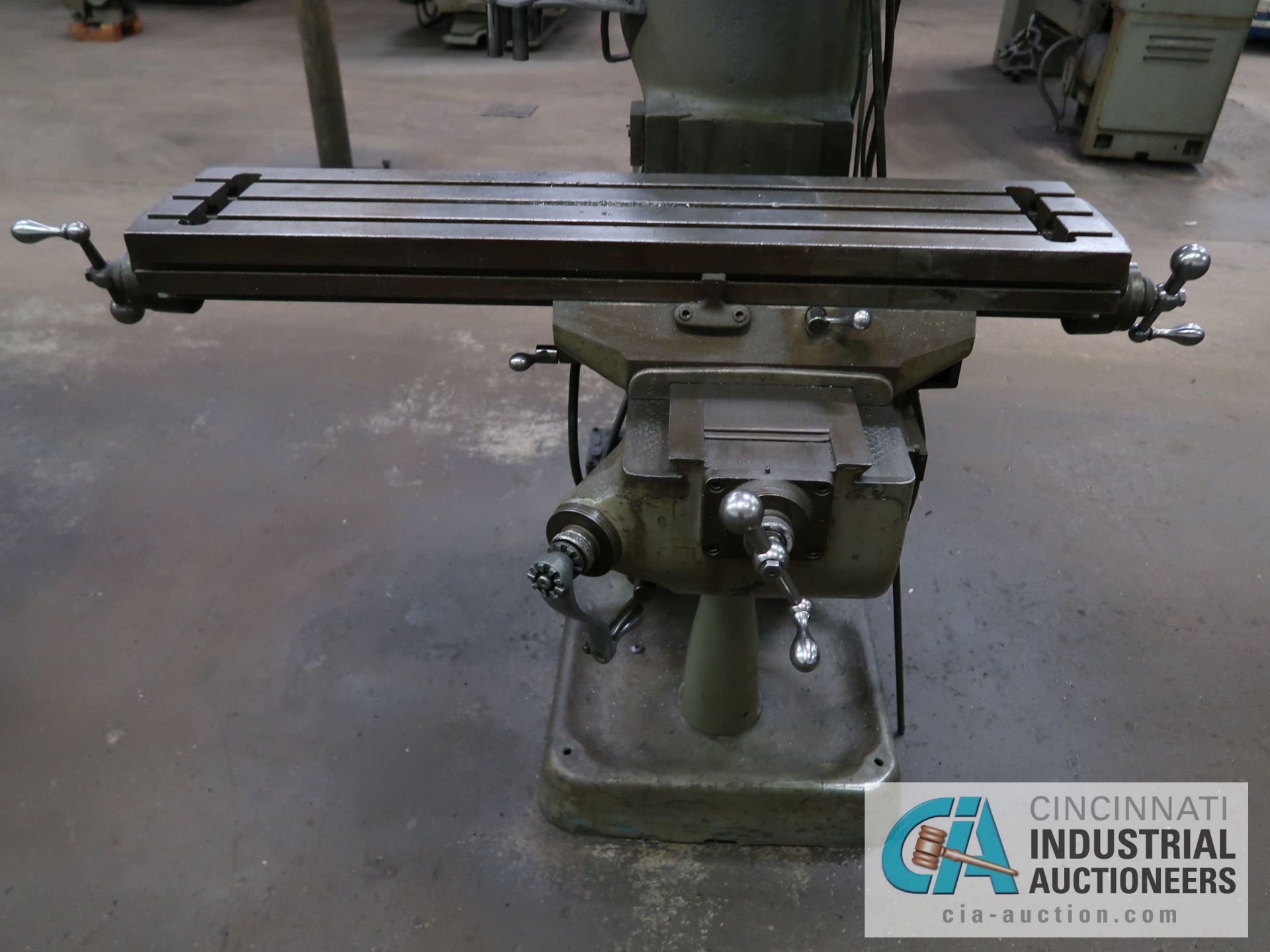 1-HP BRIDGEPORT 8-SPEED VERTICAL MILL; S/N J-116717, MINI WIZARD DRO, 42" X 9" TABLE, SPINDLE SPEEDS - Image 5 of 9