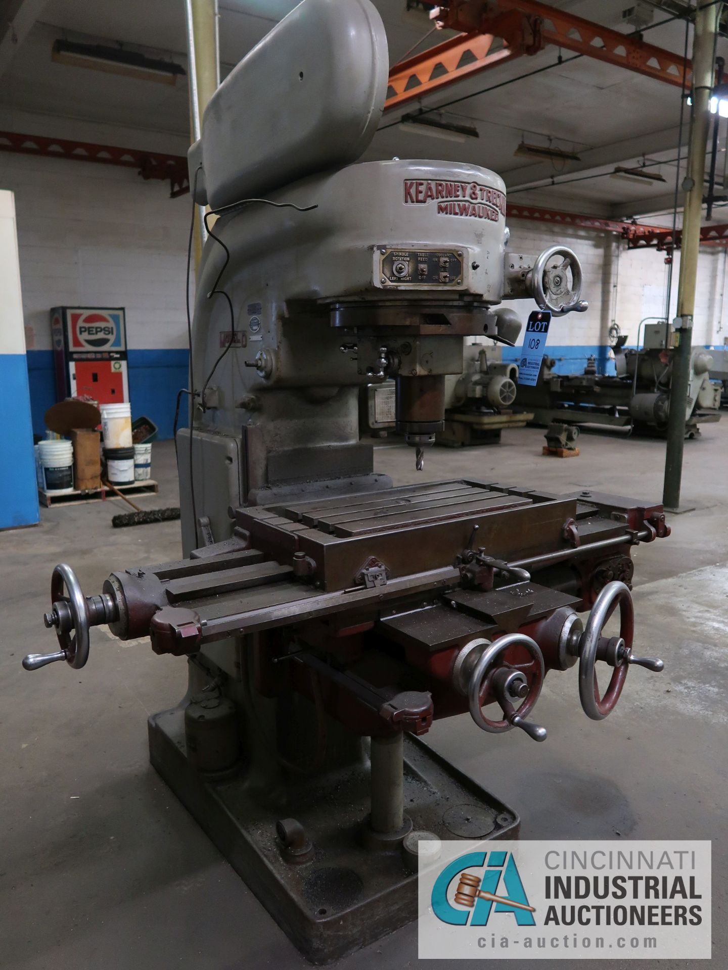 KEARNEY & TRECKER MODEL D VERTICAL MILL; S/N 2-6736, 30" X 16" TABLE, 18" THROAT, SPINDLE SPEEDS