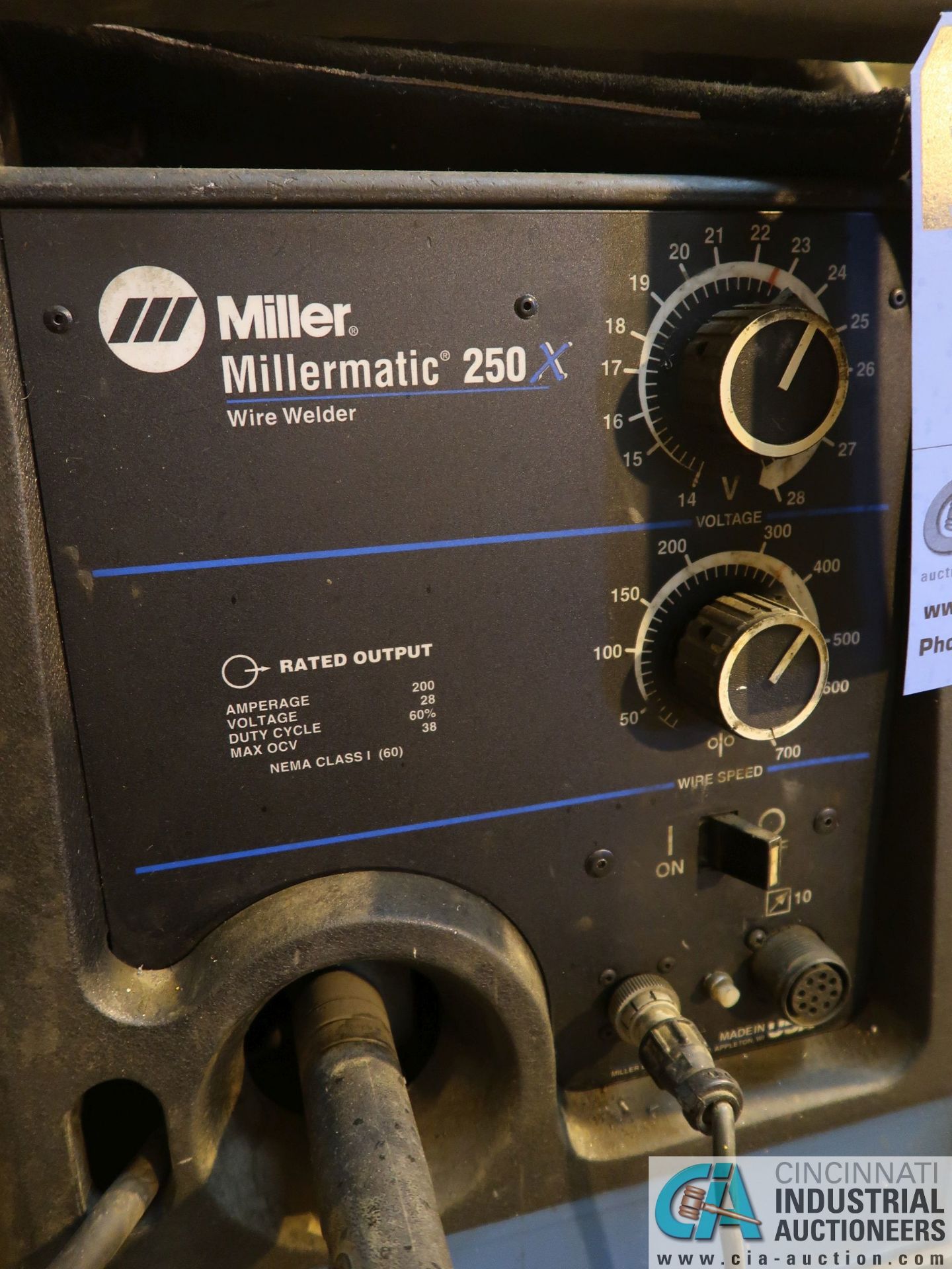 200 AMP MILLER MODEL MILLERMATIC 250 PORTABLE WIRE WELDER; S/N KK045262 ** NO GAS CYLINDER, - Image 2 of 3