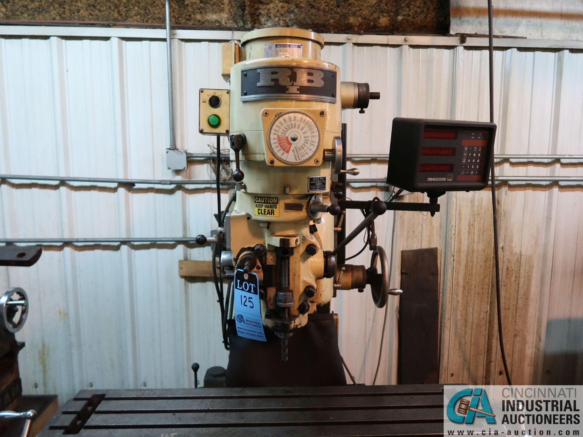 3 HP RBI BED TYPE VERTICAL MILLING MACHINE; S/N 77020454, ANILAM MINI WIZARD DRO - Image 4 of 8