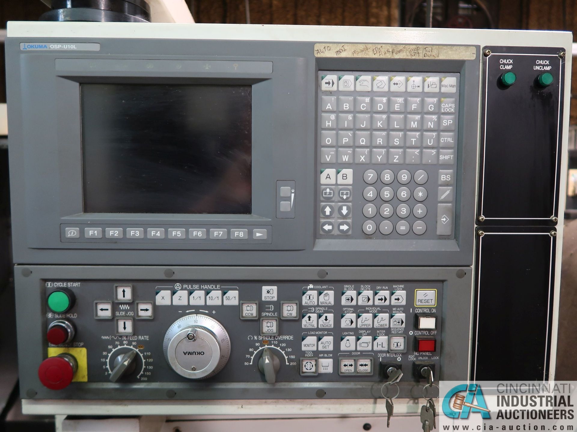 OKUMA MODEL ES-L10 CNC TURNING CENTER; S/N P00003, OSP-U10 CONTROL, TAILSTOCK, 10" CHUCK (NEW 2001 - Image 5 of 11