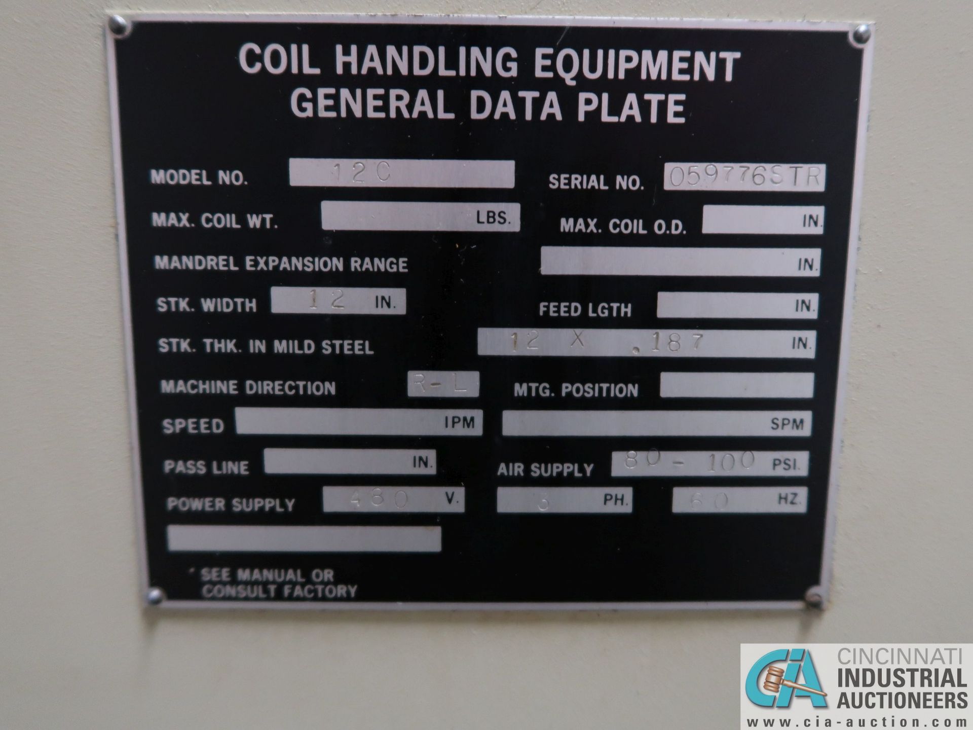 12" CWP MODEL 12C STRAIGHTENER; S/N 059776STR, .187" THICKNESS WITH COILTEK SCANNER - Image 7 of 7