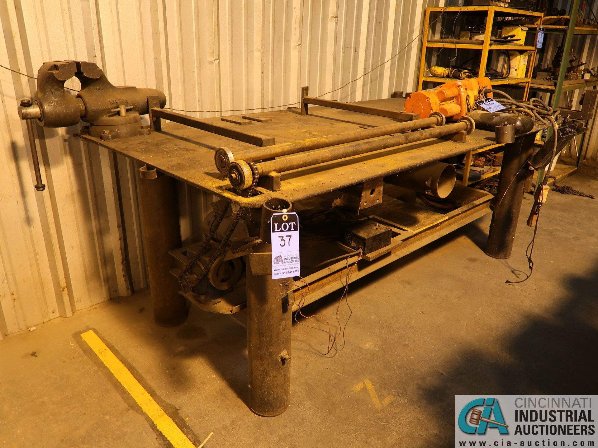 48" X 96" X 36" HIGH X 1/2" THICK STEEL TOP PLATE HEAVY DUTY STEEL WELDING TABLE WITH 6" WILTON VISE